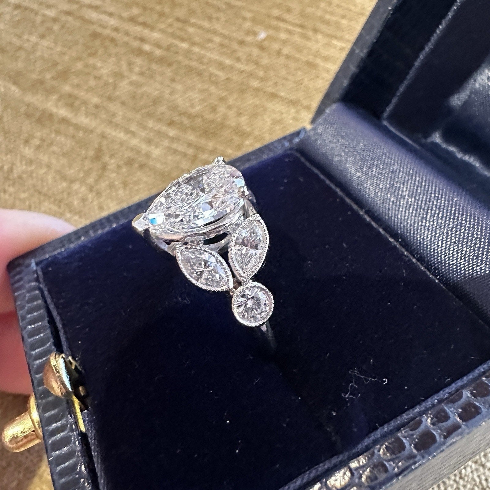 GIA 2.01 carat D-VS2 Pear Shape Vintage Diamond Ring in Platinum