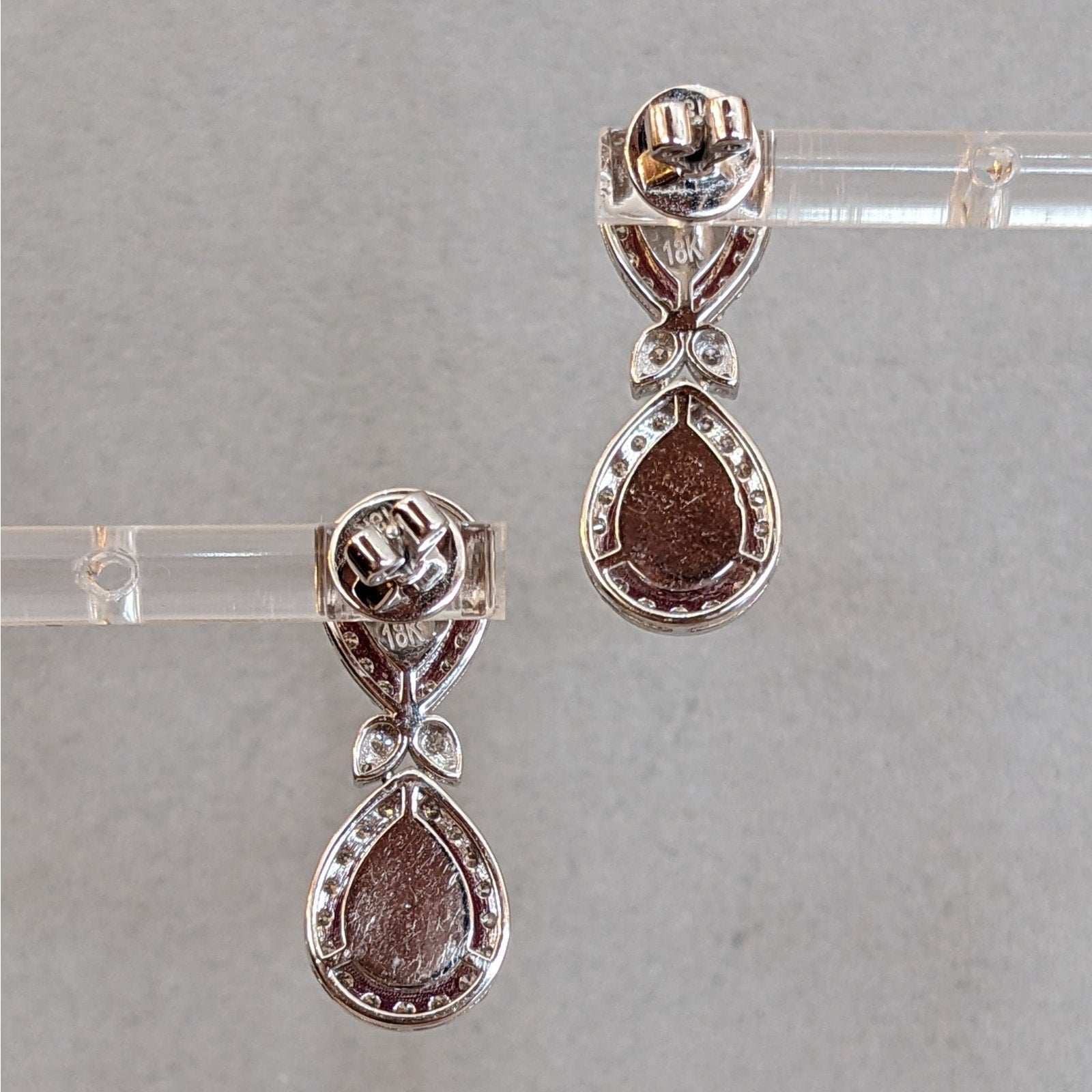 Natural Unheated Ruby and Diamond Drop Earrings in 18k White Gold