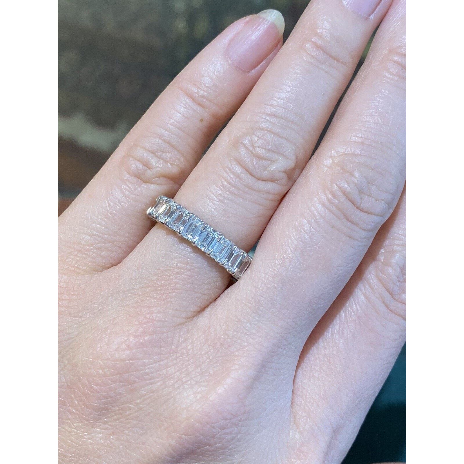 5.12 ctw Emerald Cut Diamond Eternity Band Ring in Platinum 5mm 6.25- HM2347E