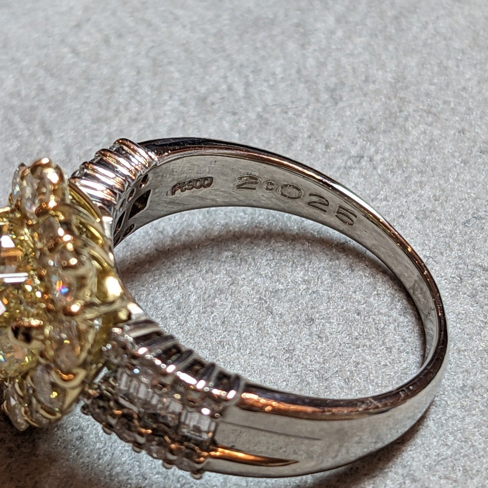 GIA 2.02 ct Fancy Yellow Heart Diamond in Platinum Diamond Ring