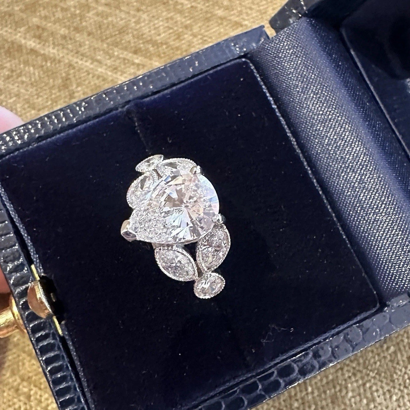 GIA 2.01 carat D-VS2 Pear Shape Vintage Diamond Ring in Platinum