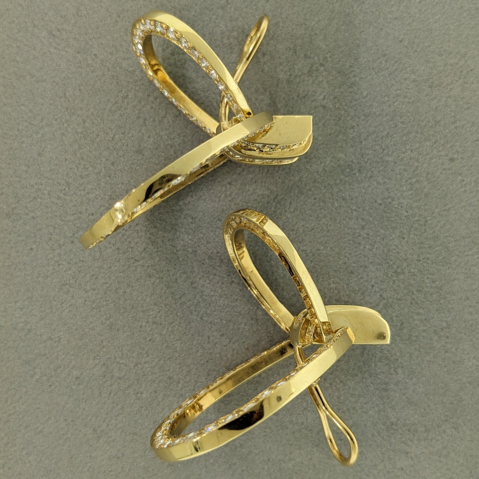 Natural Diamond Double Hoop Door-Knocker Earrings in 18k Yellow Gold