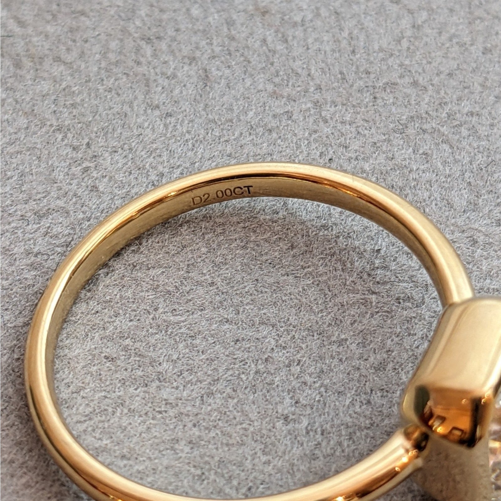 GIA Bezel Set Natural Cushion Diamond Ring in 18k Yellow Gold