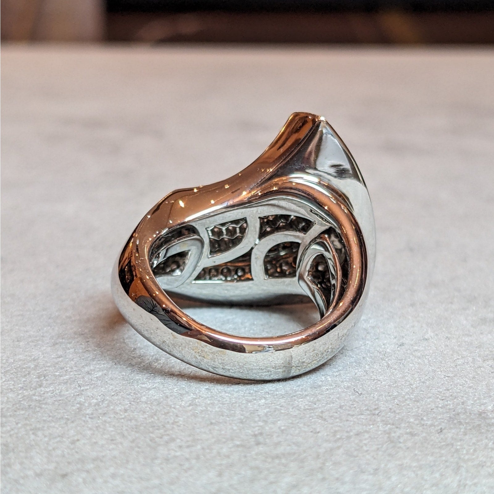 Pave Diamond Cocktail Ring in 18k White Gold