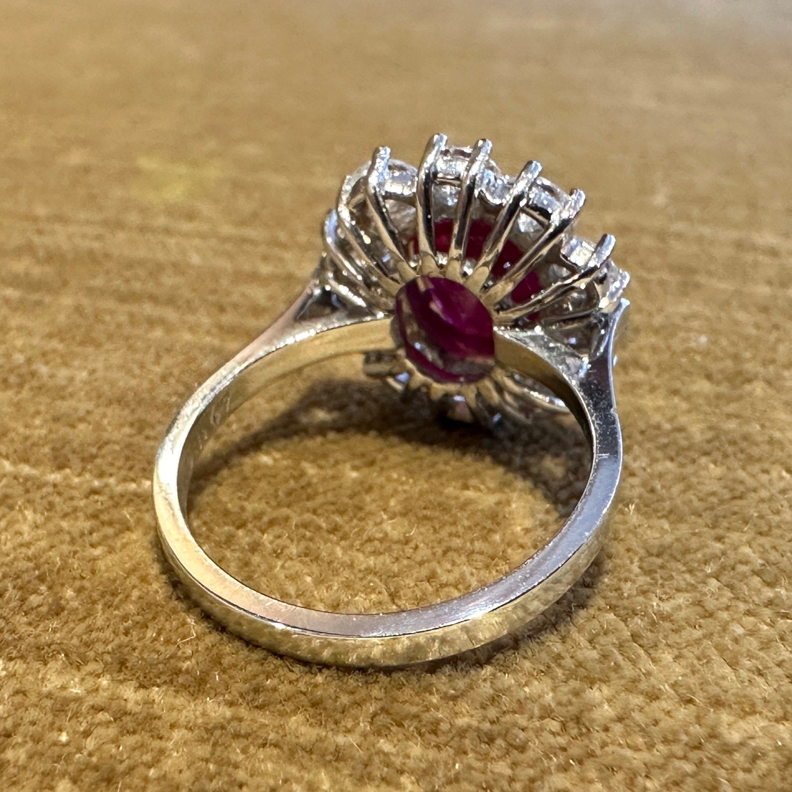 AGL Certified Unheated Cushion Ruby Ring with Diamonds in Platinum - HM2591