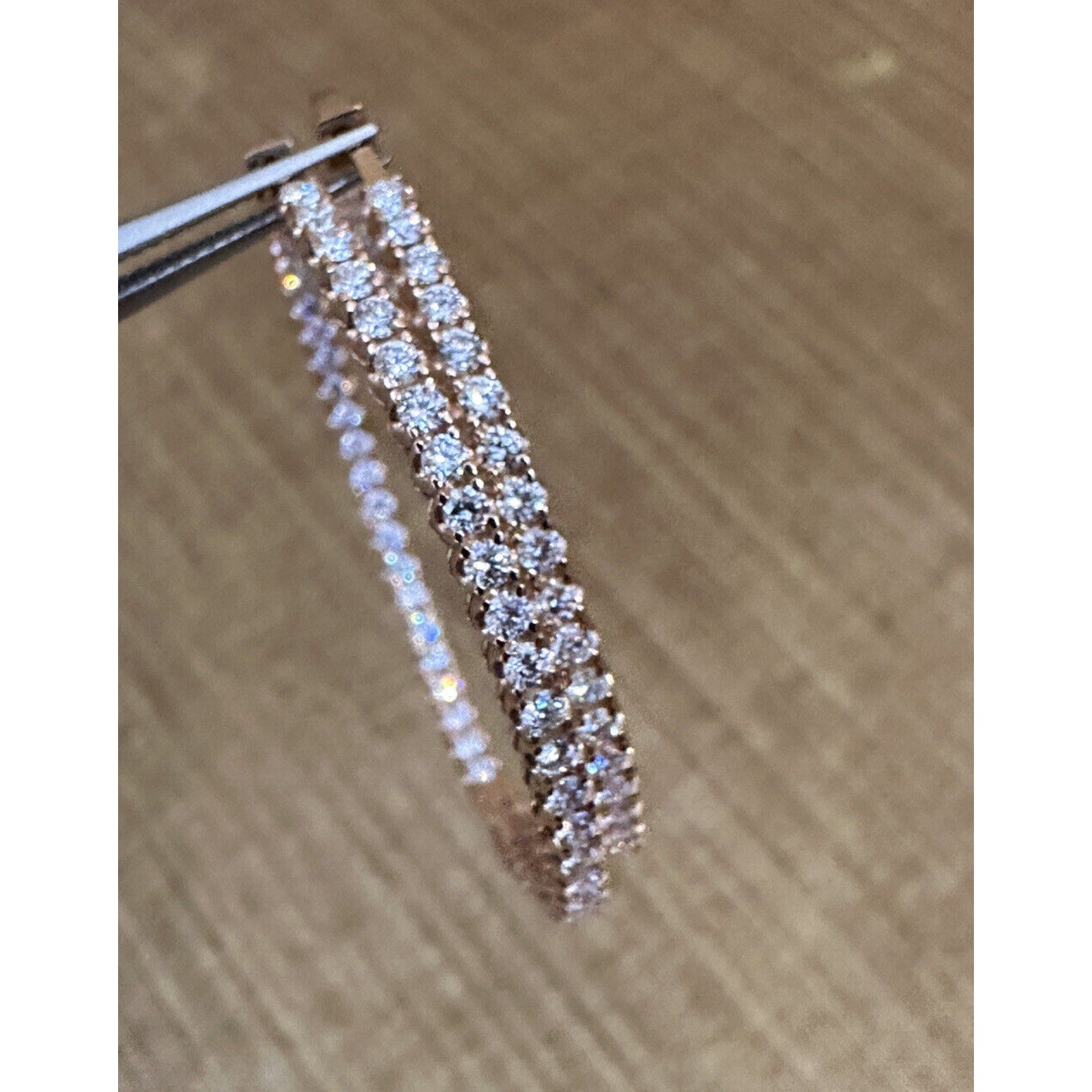 Large Round Diamond Hoop Inside Out Earrings 2.23cttw 18k Rose Gold - HM2512SR
