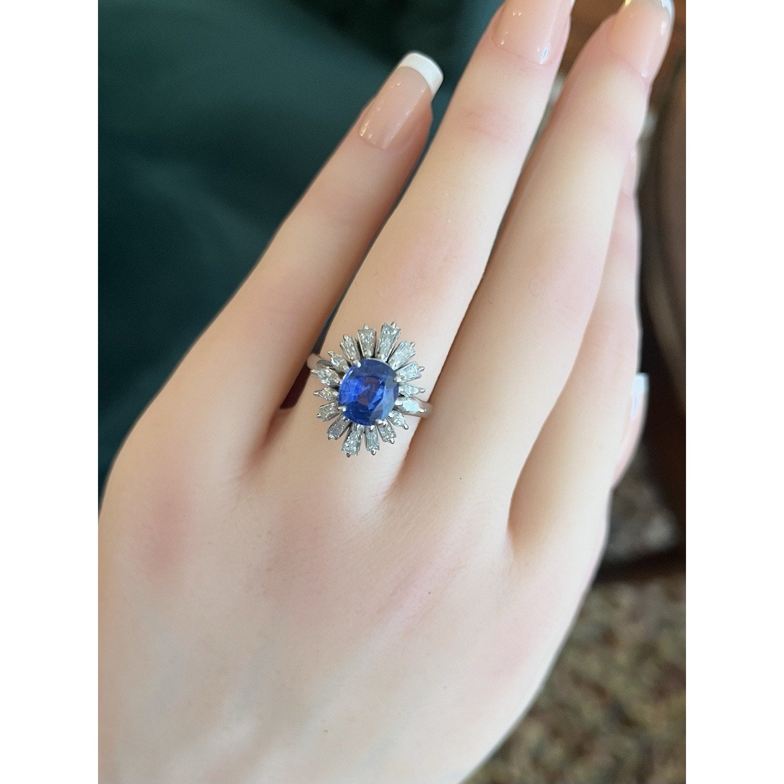 Oval Sapphire 2.12 ct and Diamond Ring in Platinum