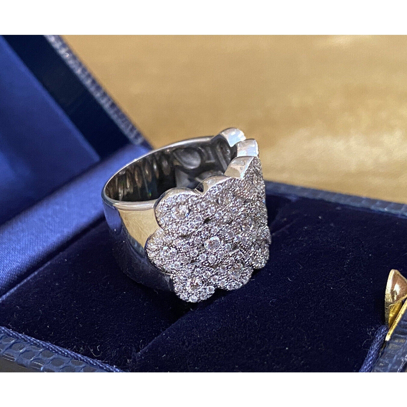 Wide Diamond Cocktail Band Ring 1.44 cttw in 18k White Gold