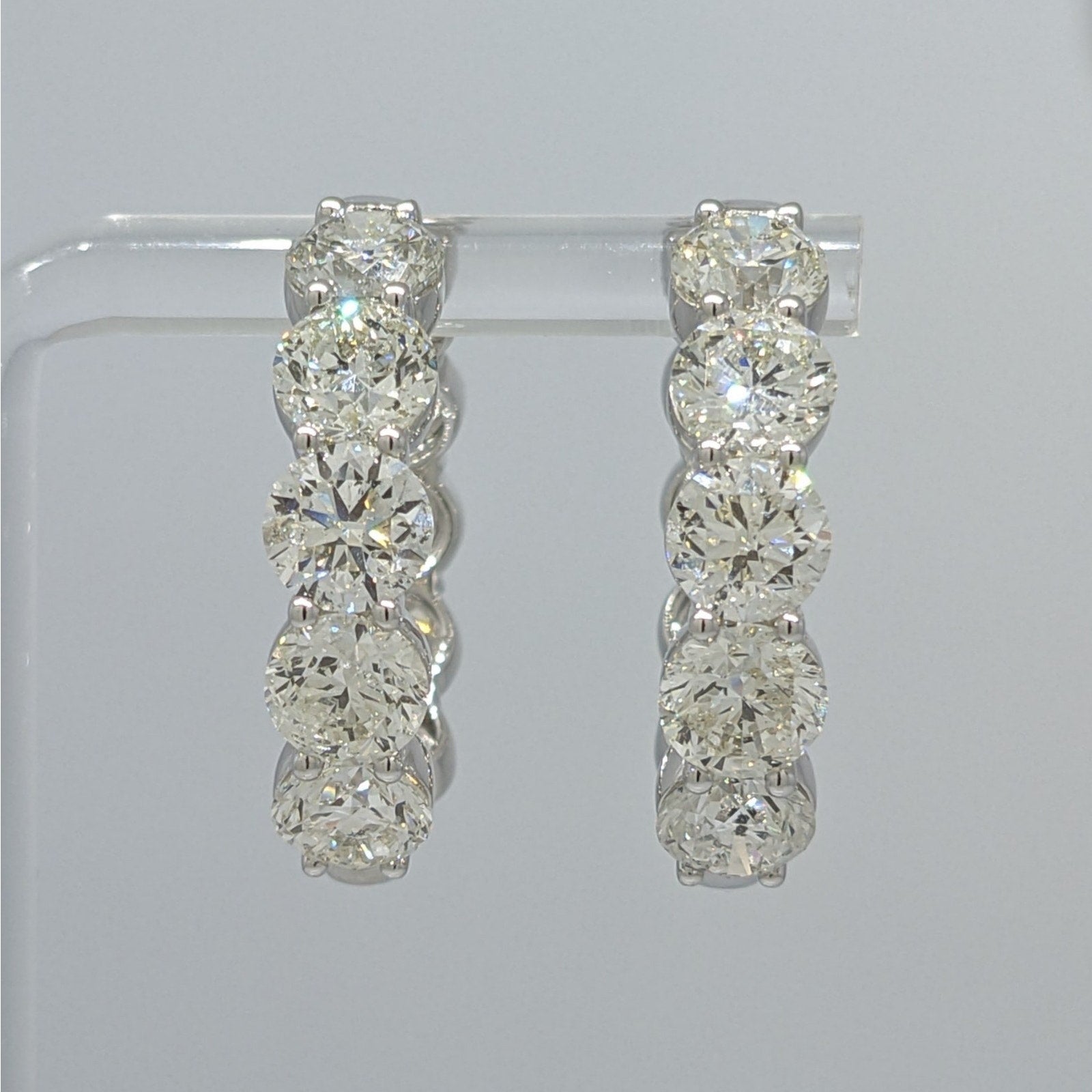 10.31 ctw Natural Round Diamond Hoop Earrings in 18k White Gold