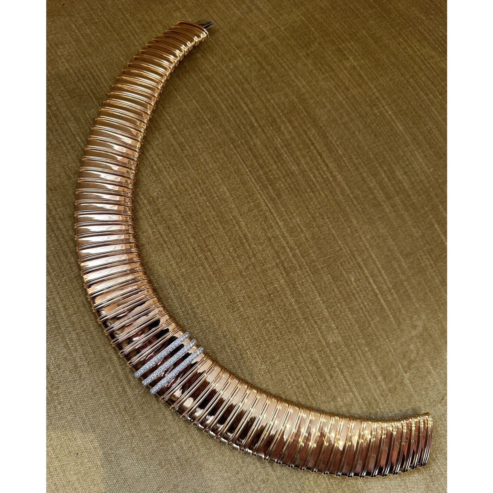 Roberto Coin Wide Collar Necklace with Diamonds in 18k Rose Gold-HM2376SV