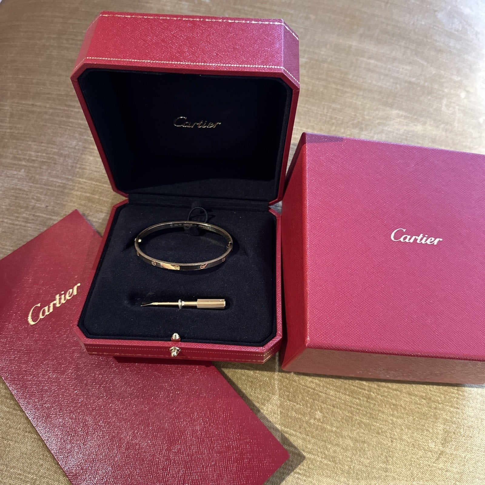 Cartier 18k Yellow Gold Small Model Love Bracelet Size 17