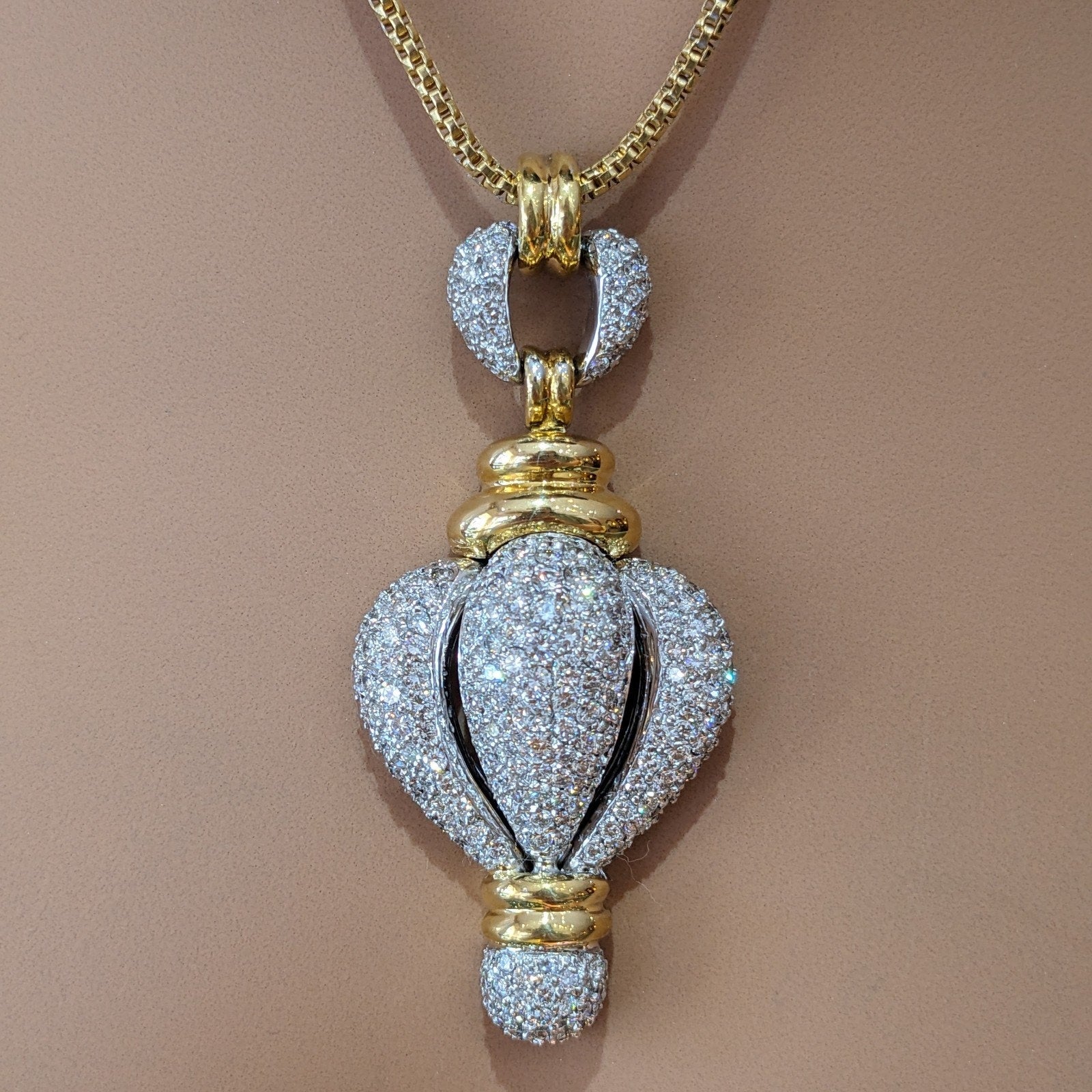 Diamond Pave Pendant Necklace in 18k Yellow & White Gold