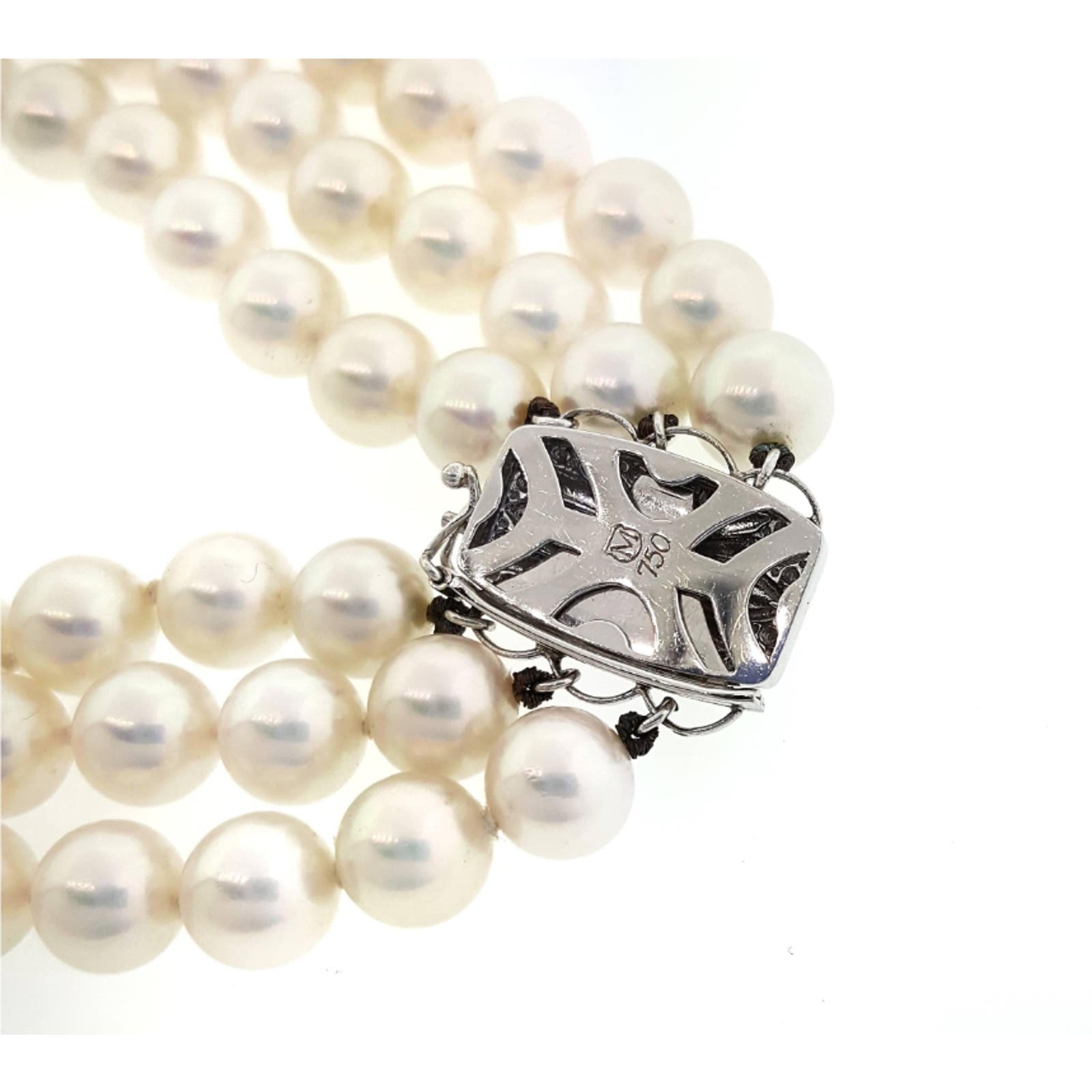 Mikimoto Tanzanite, Diamond & Pearl Choker Necklace in 18k White Gold - HM1875SE