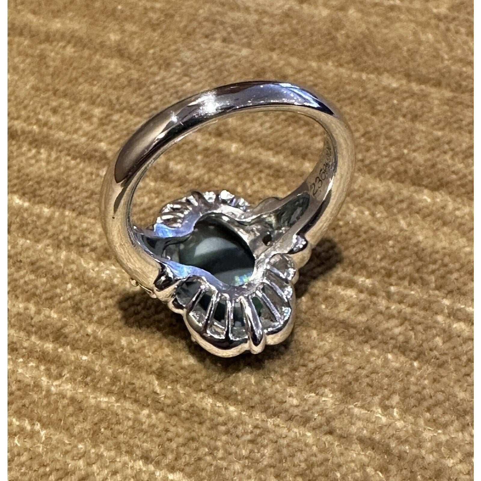 Natural Black Opal and Diamond Ring in Platinum