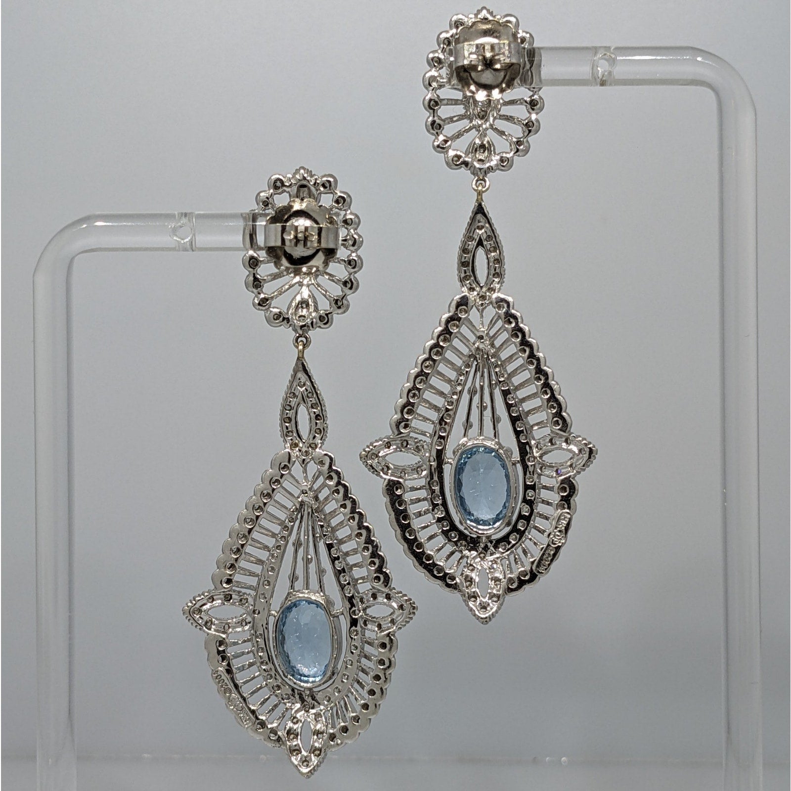 Doris Panos Aquamarine and Diamond Earrings in 18k White Gold