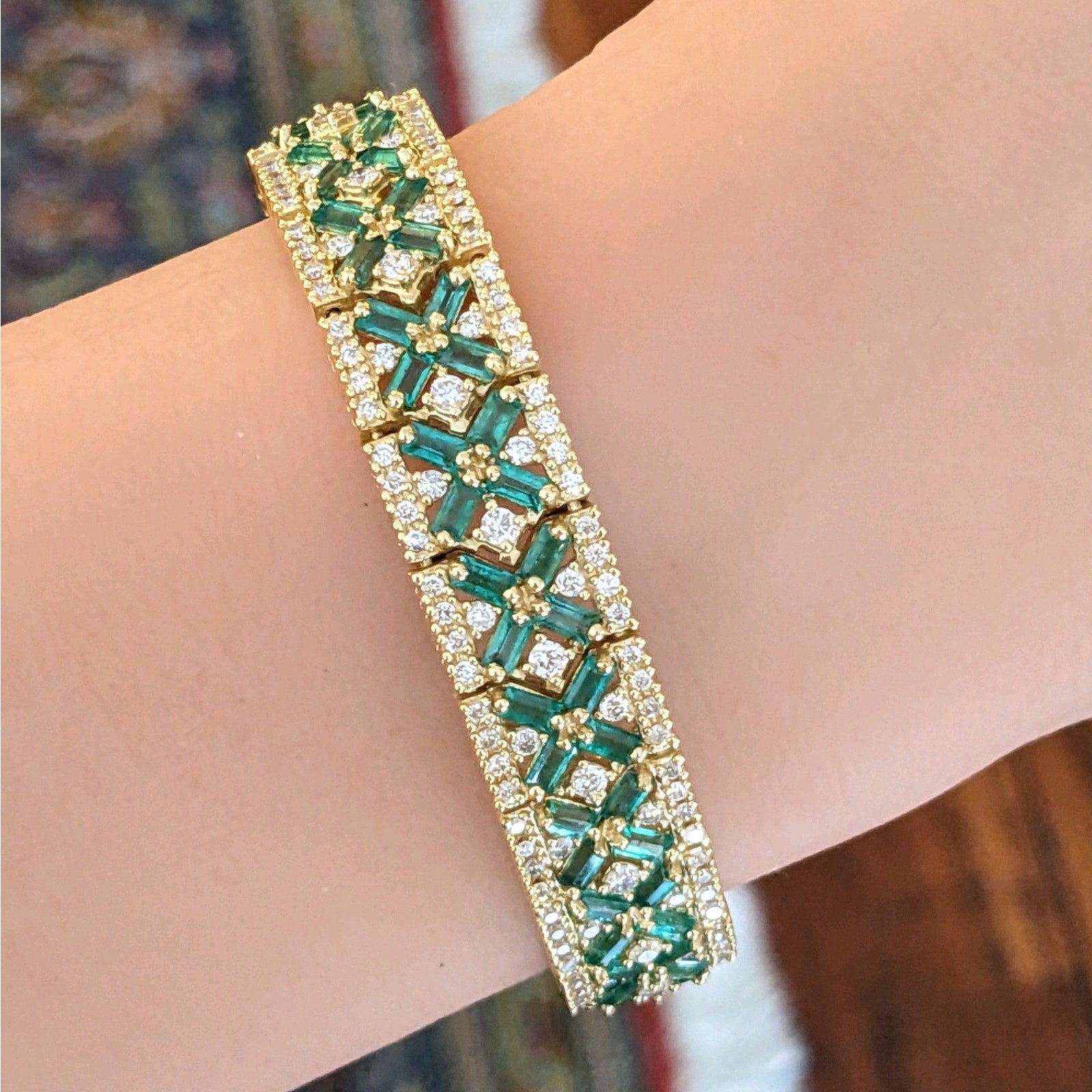 EFFY Emerald and Diamond Set - Necklace/Bracelet/Ring in 14k Yellow Gold