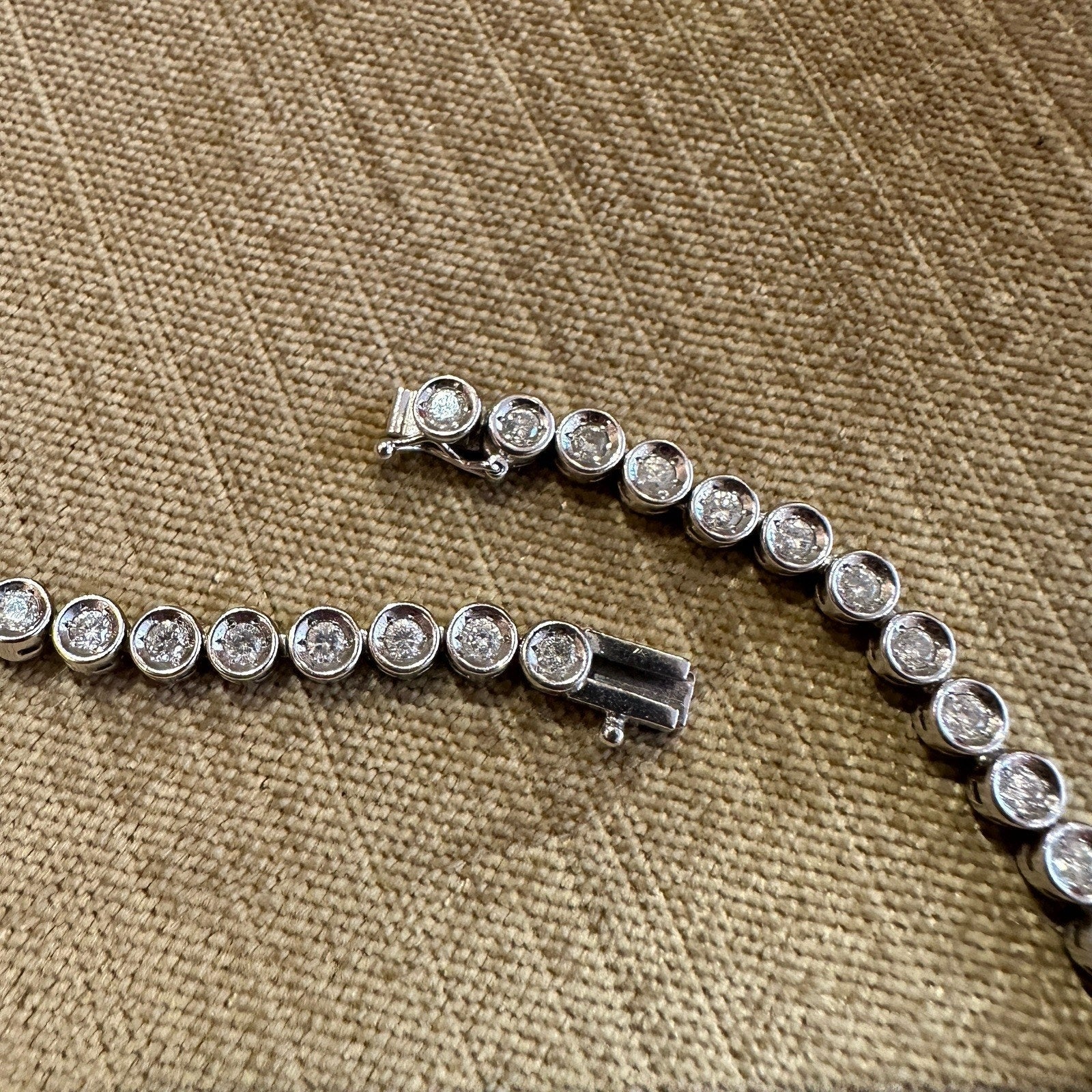 10.00 carats Bezel Set Diamond Tennis Necklace in Platinum 15 5/8"