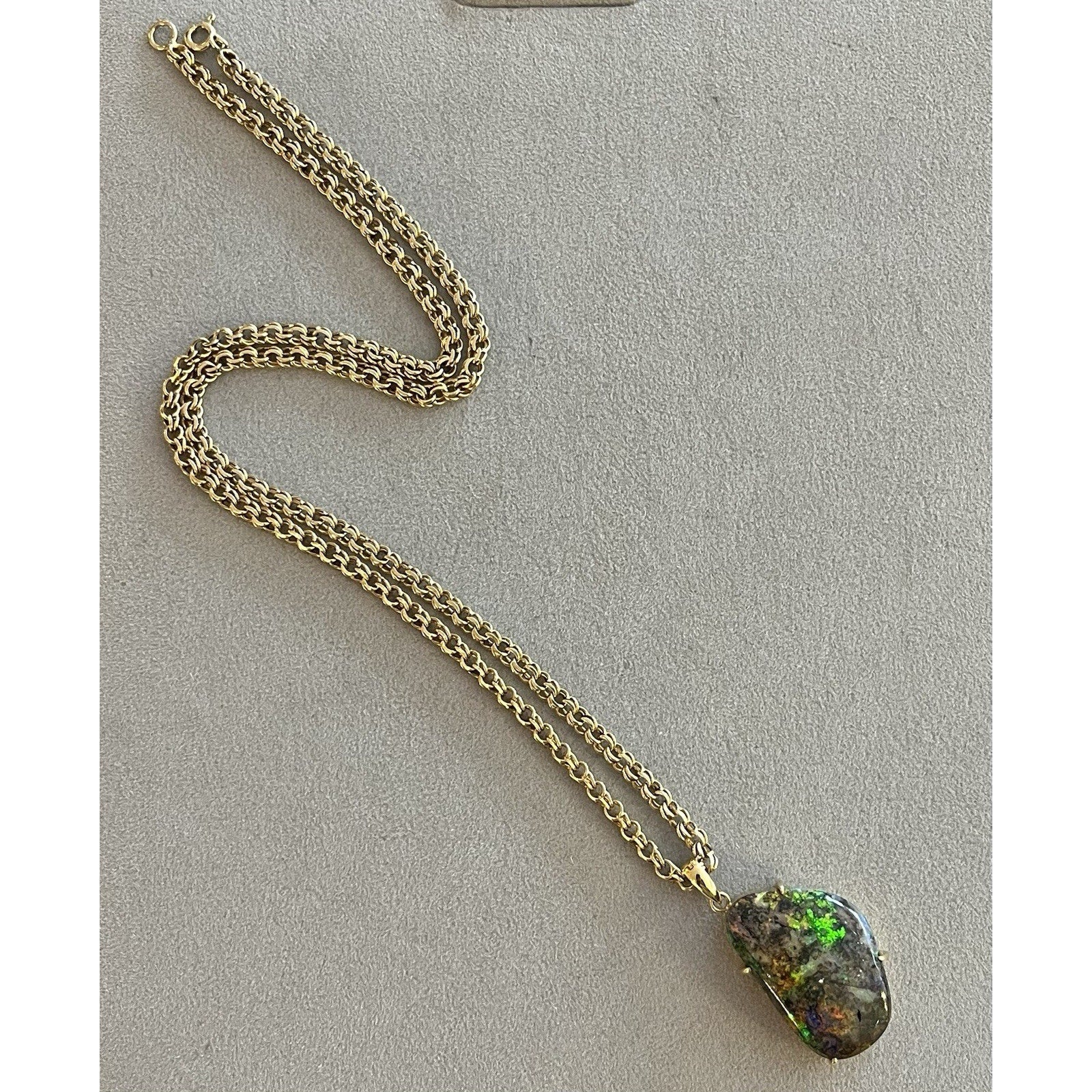 22.31 ct Boulder Opal Pendant Necklace in 18k/14k Yellow Gold