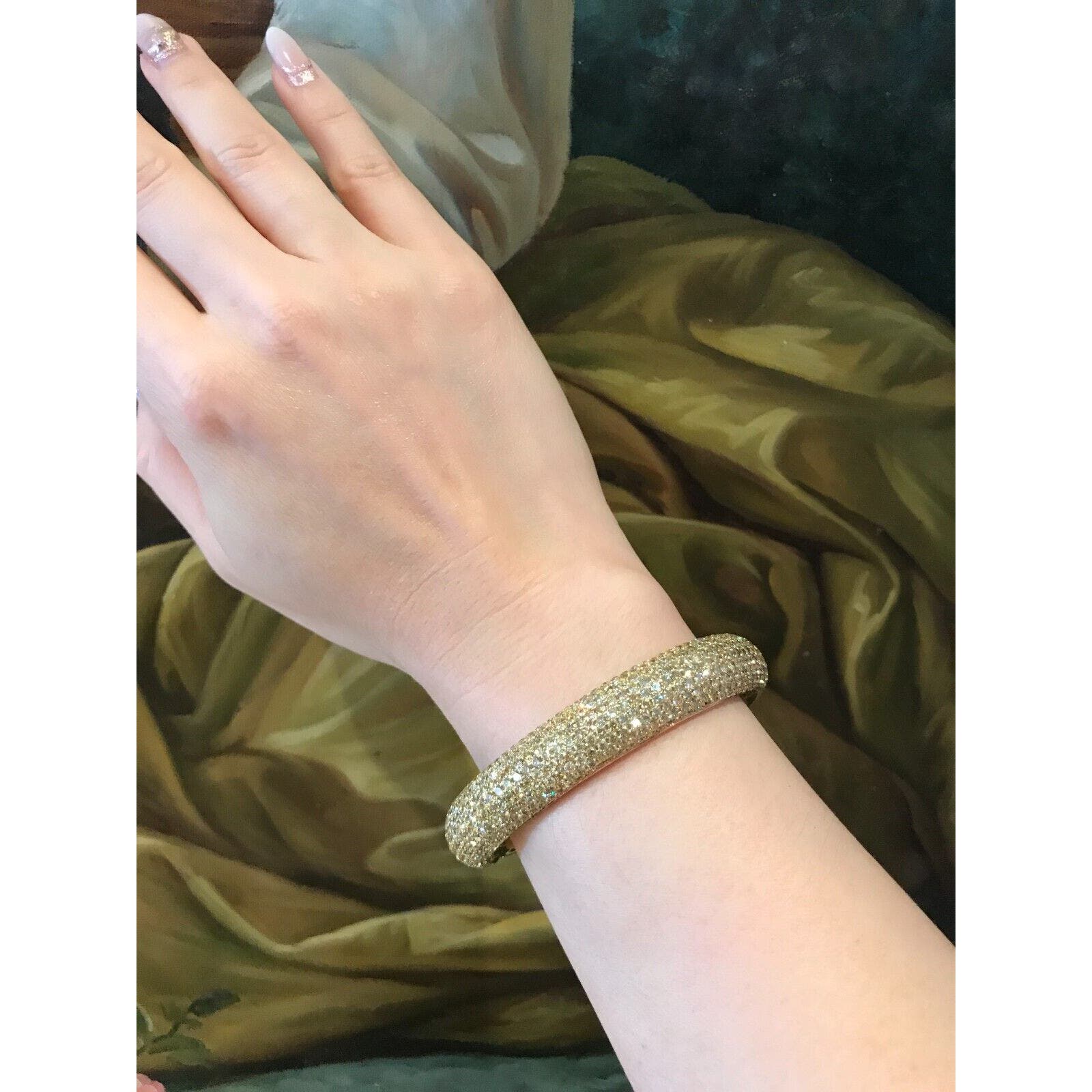 Wide Yellow Diamond Pave Eternity Bracelet 24.36 cttw in 18k Yellow Gold-HM1850A