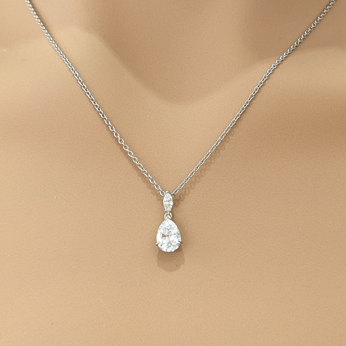 GIA 1.65 ct Pear Diamond H-SI1 Pendant Necklace in 18k White Gold/Plat