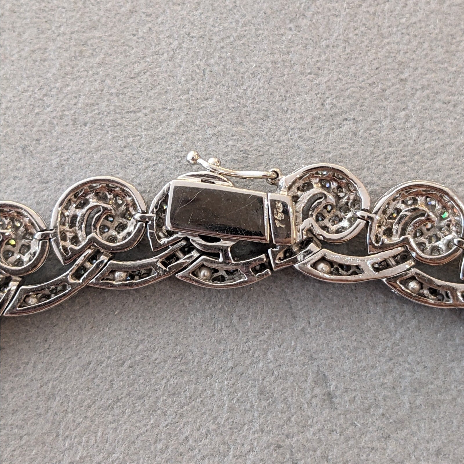 Pave Diamond Scroll Link Choker Necklace in 18k White Gold