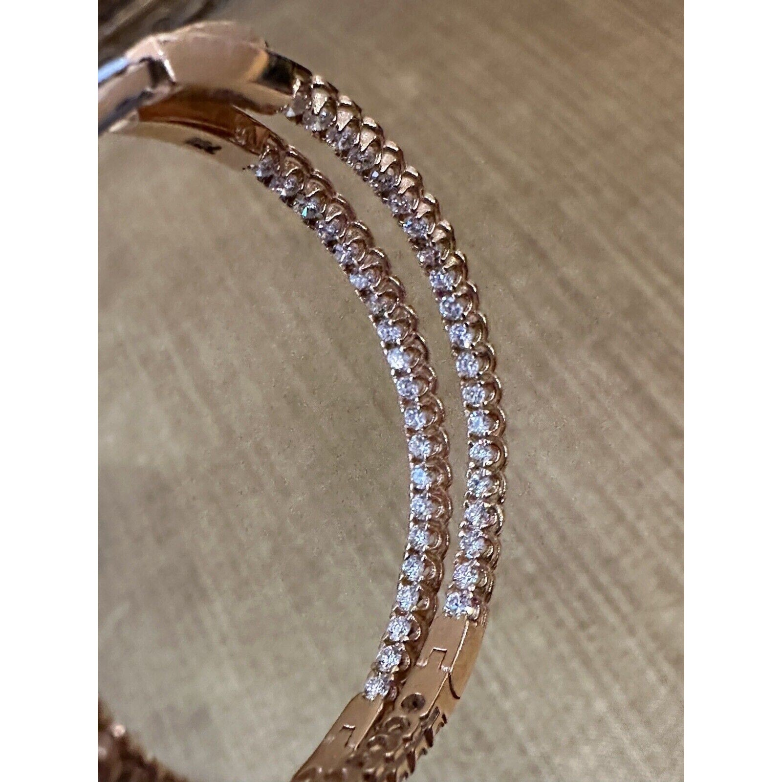 Large Round Diamond Hoop Inside Out Earrings 2.23cttw 18k Rose Gold - HM2512SR