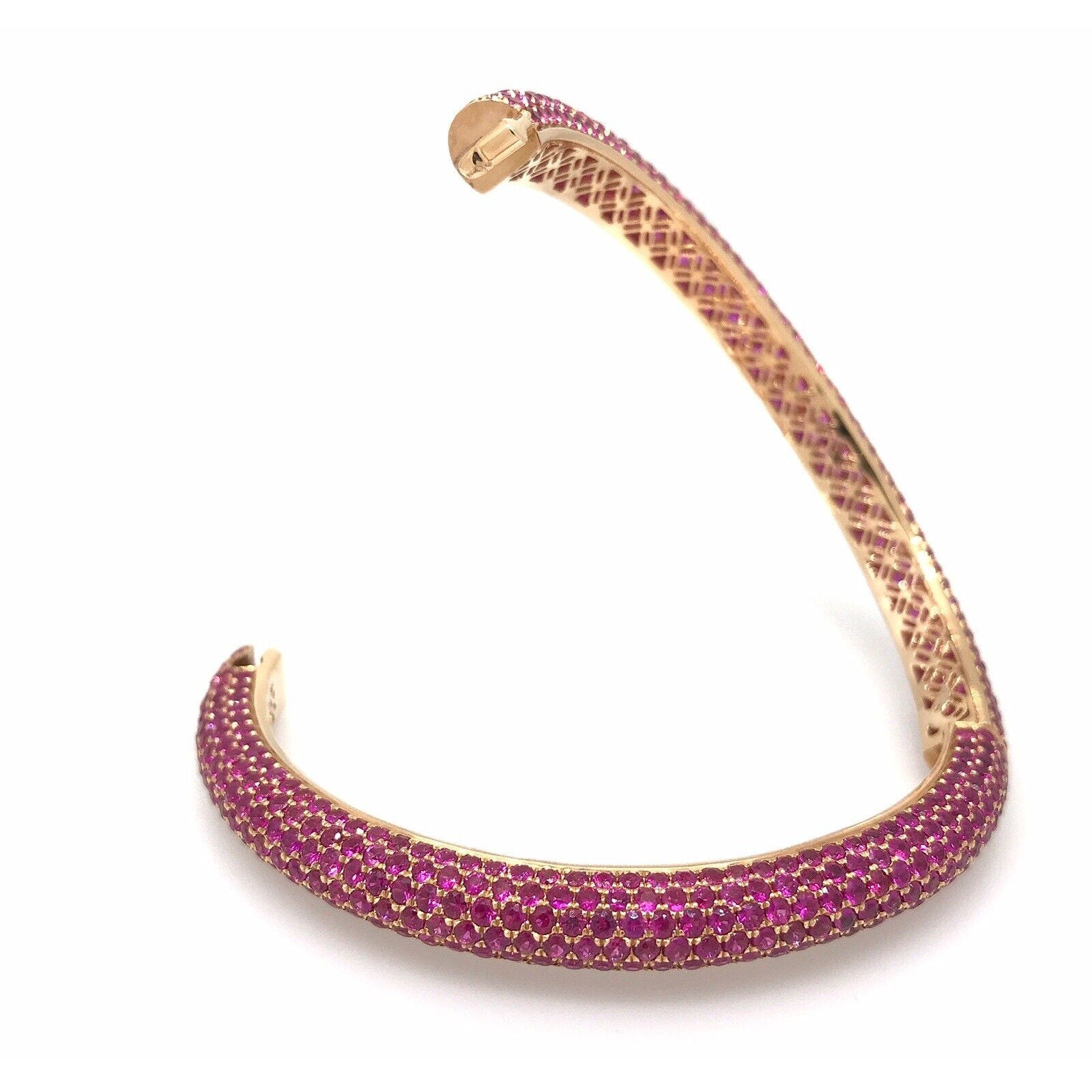 19.22 carats Ruby Pave Bangle Bracelet in 18k Rose Gold