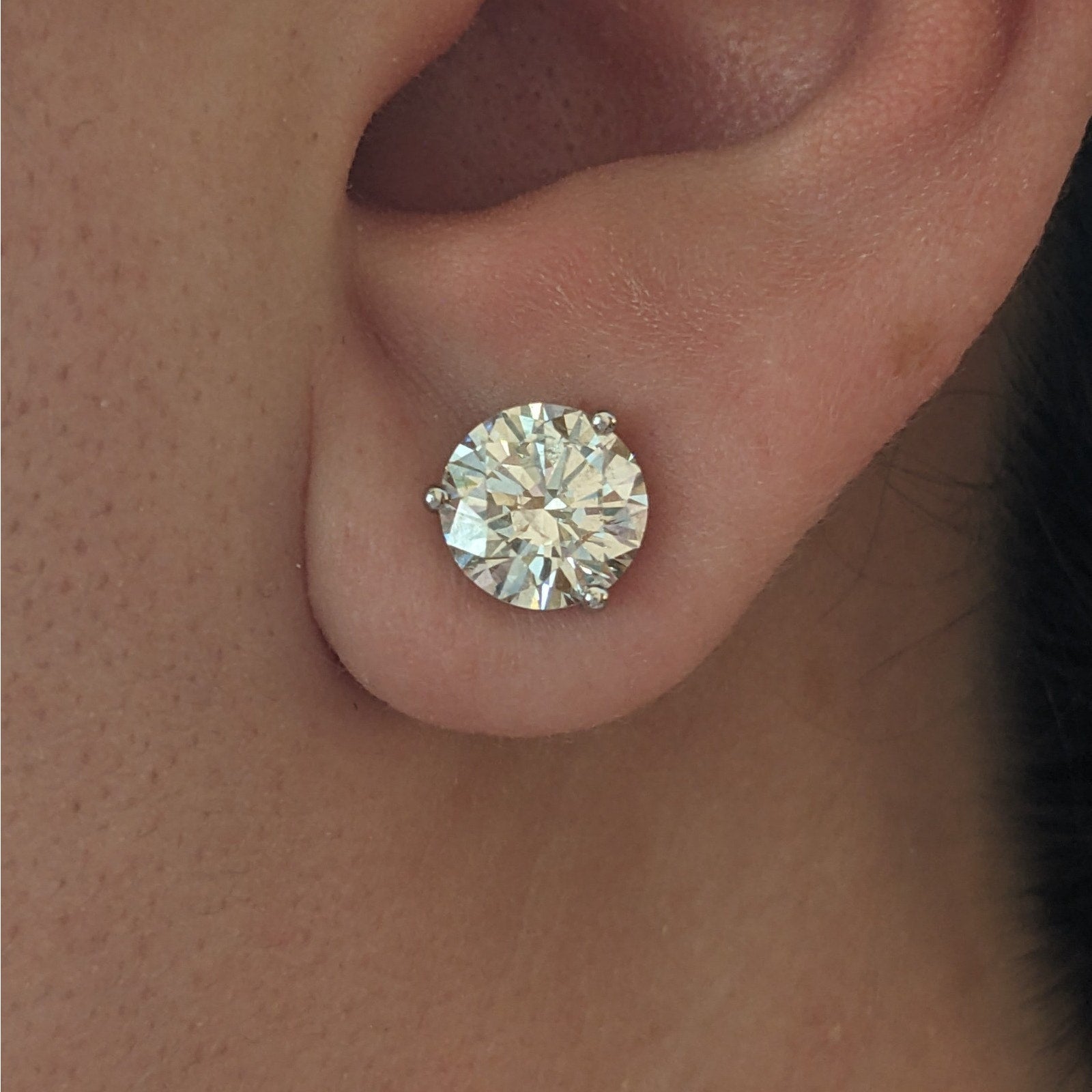 Natural Round Diamond Stud Earrings 4.07 cttw in 18k/14k White Gold