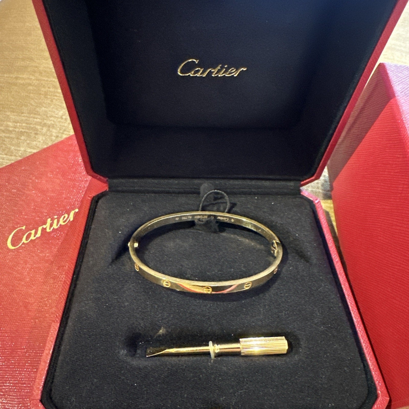 Cartier 18k Yellow Gold Small Model Love Bracelet Size 17