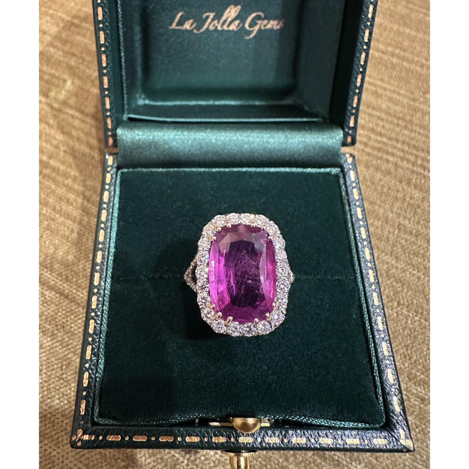GIA 7.35 ct Natural Unheated Pink Sapphire and Diamond Ring in Platinum-HM2406SS