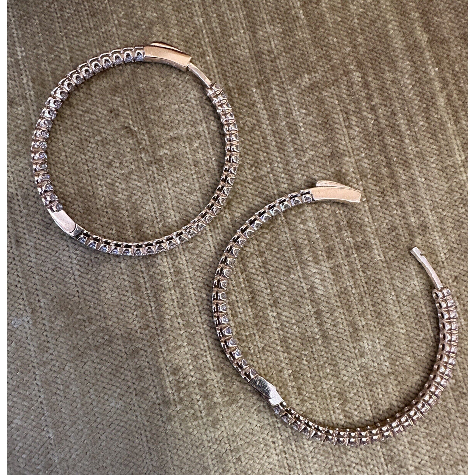 Large Round Diamond Hoop Inside Out Earrings 2.23cttw 18k Rose Gold - HM2512SR