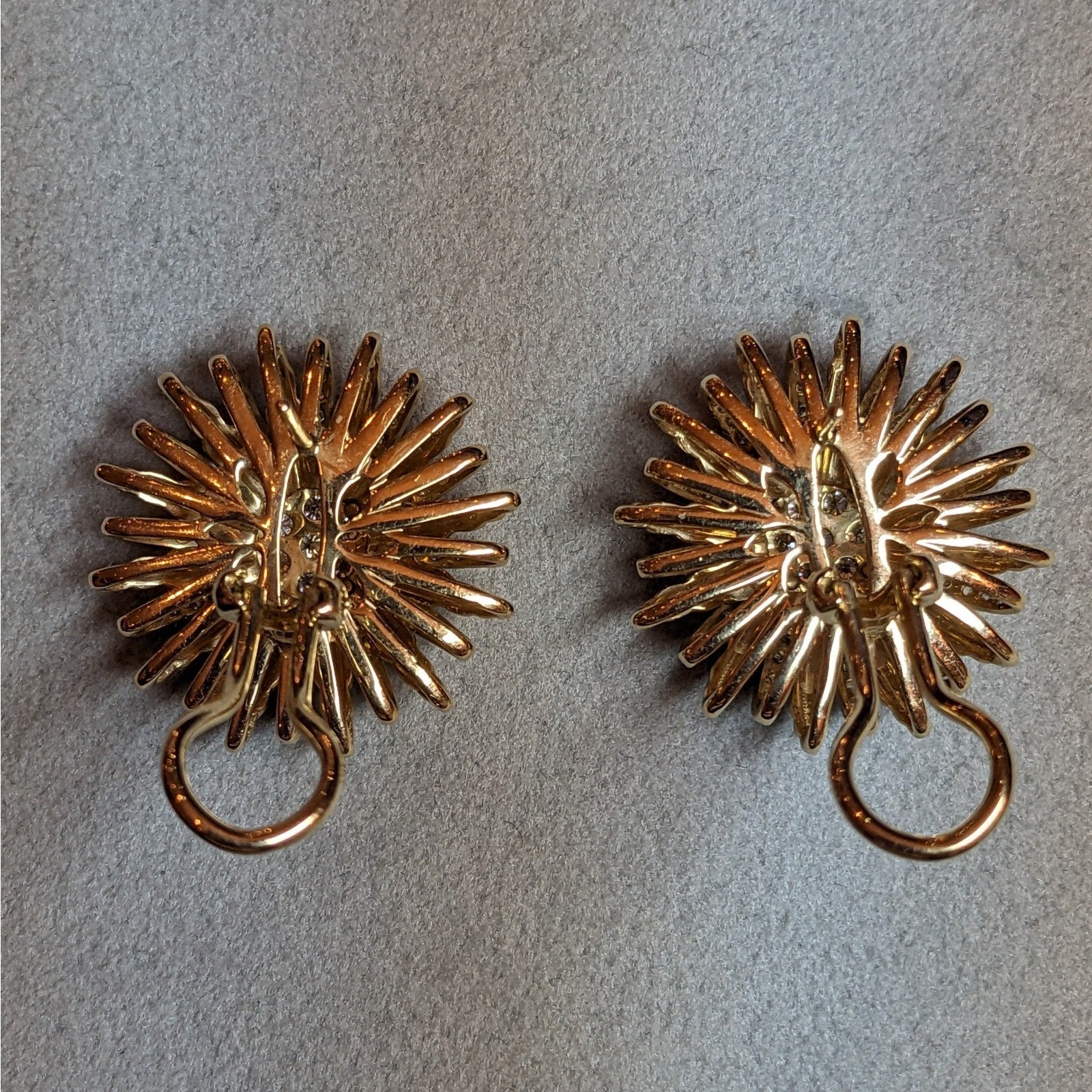 Natural Diamond Starburst Earrings in 14k Yellow Gold