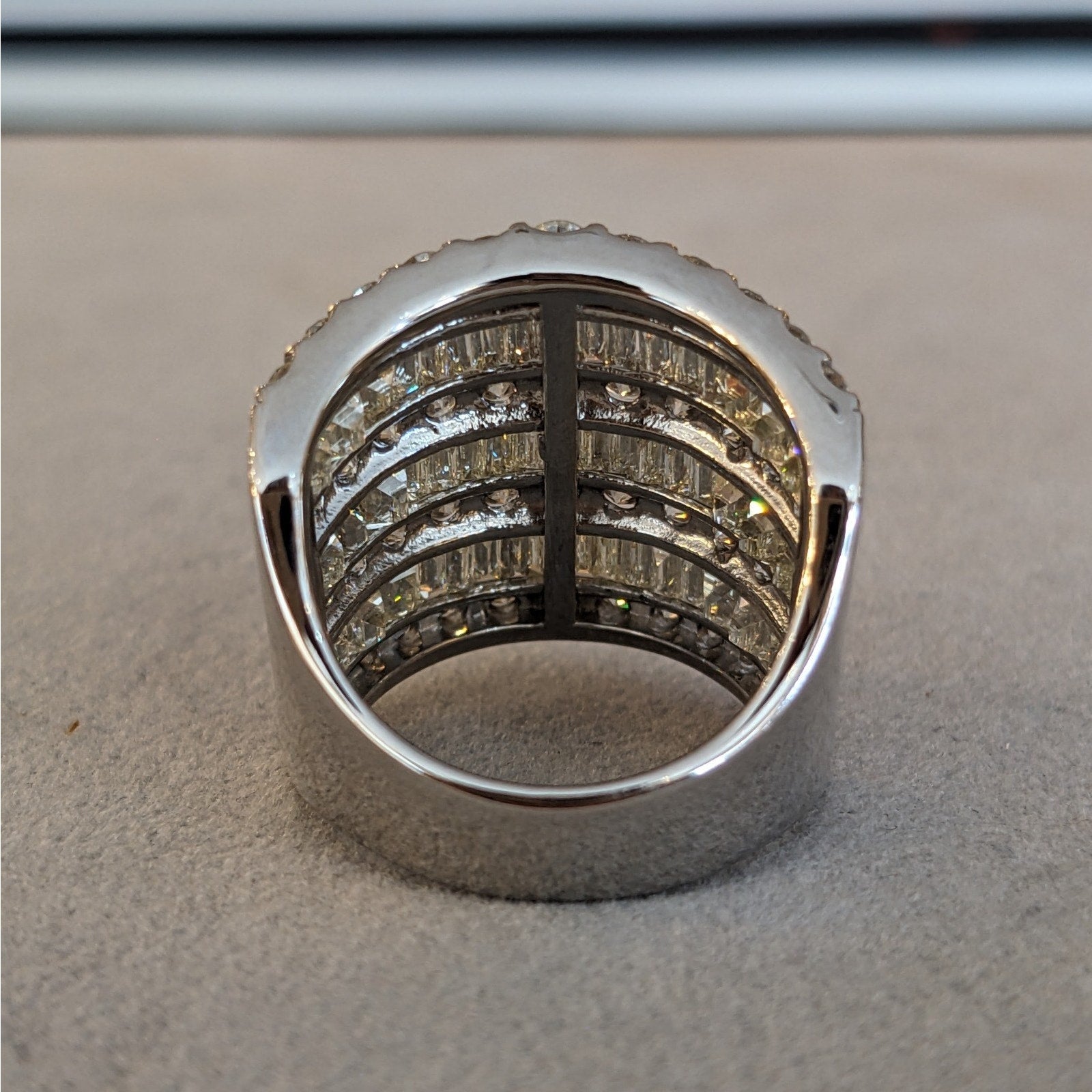 Round and Baguette Diamond Wide Band Ring 5.00 cttw in Platinum