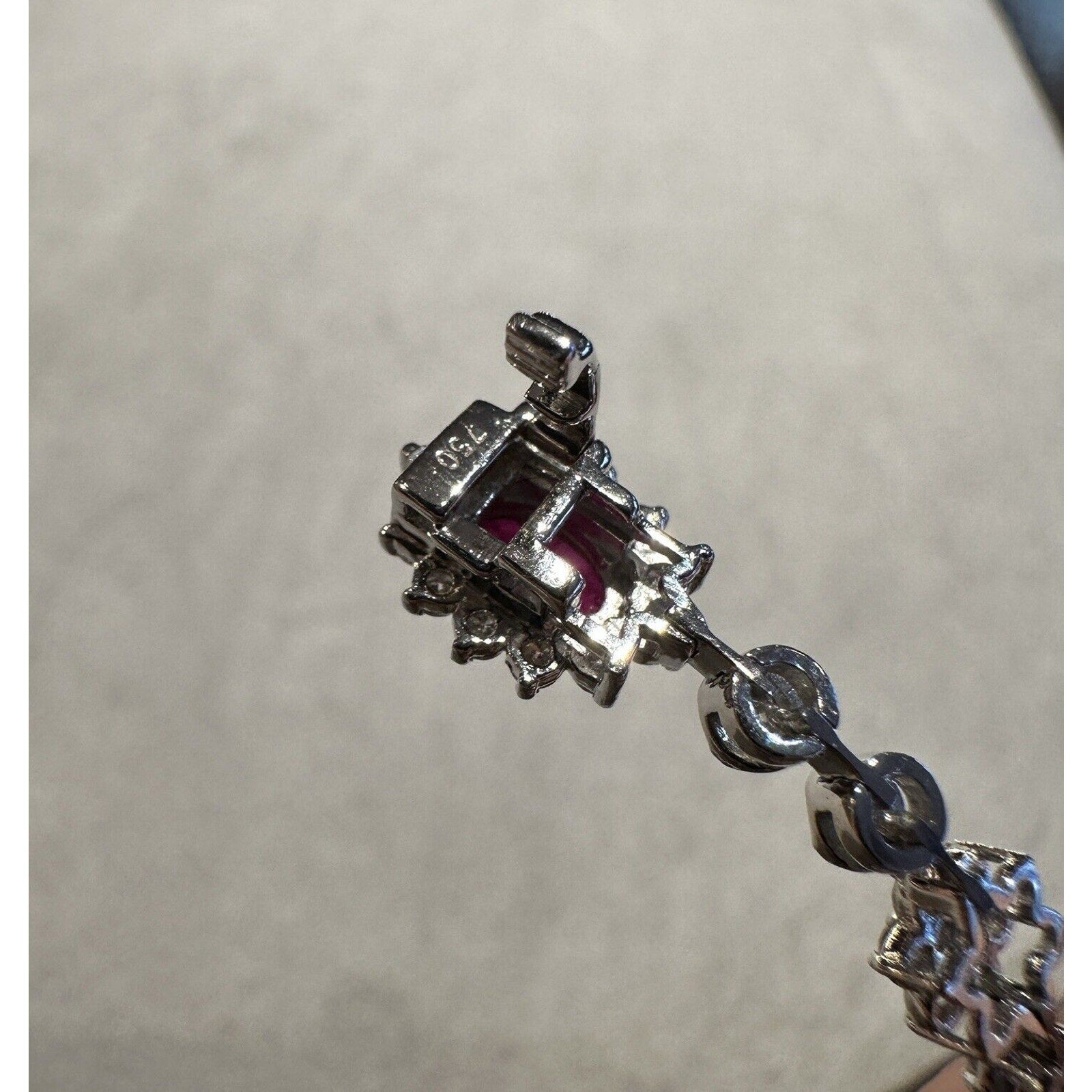 Natural Ruby and Diamond Station Bracelet in 18k White Gold