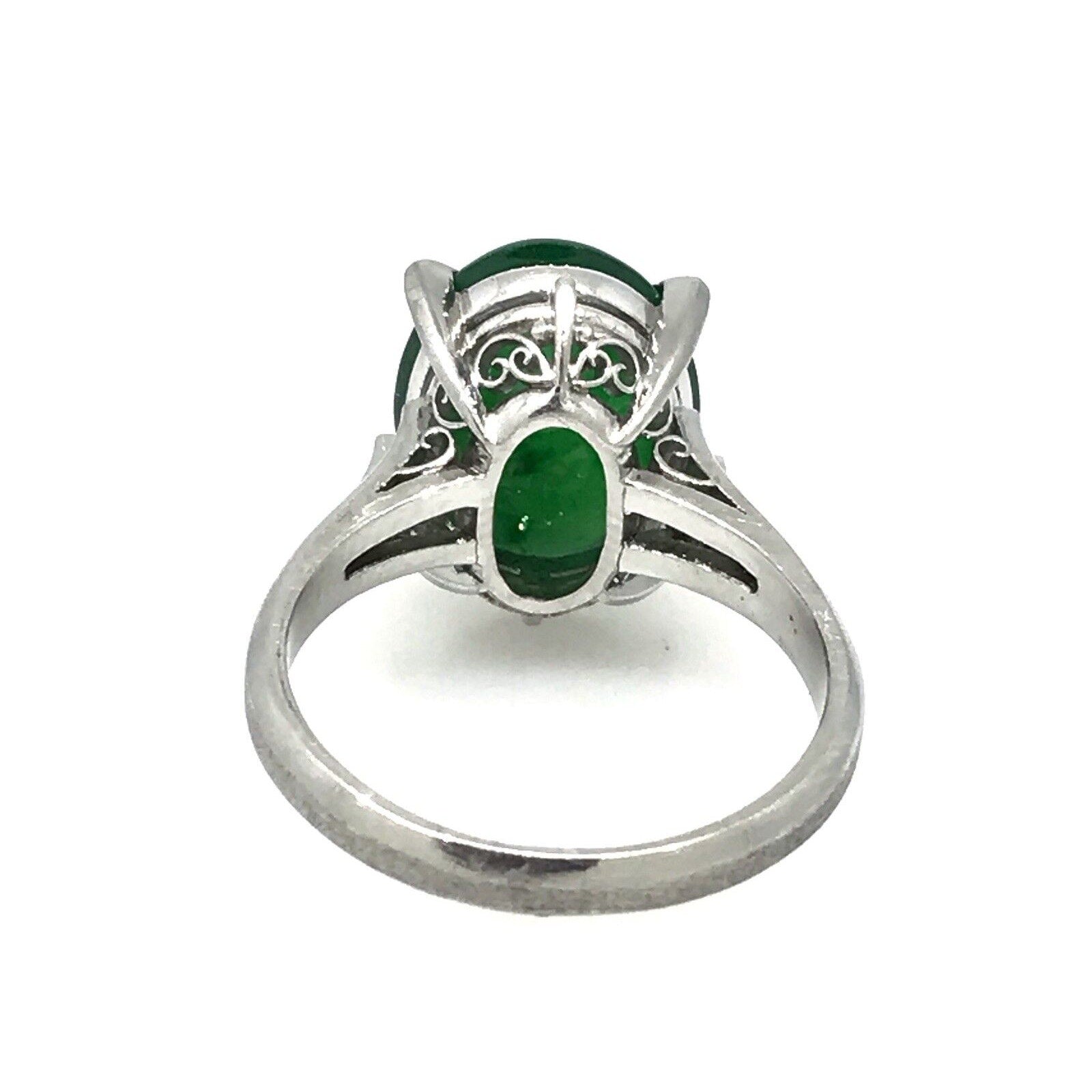 GIA Certified Oval Jadeite Jade Solitaire Ring in Platinum