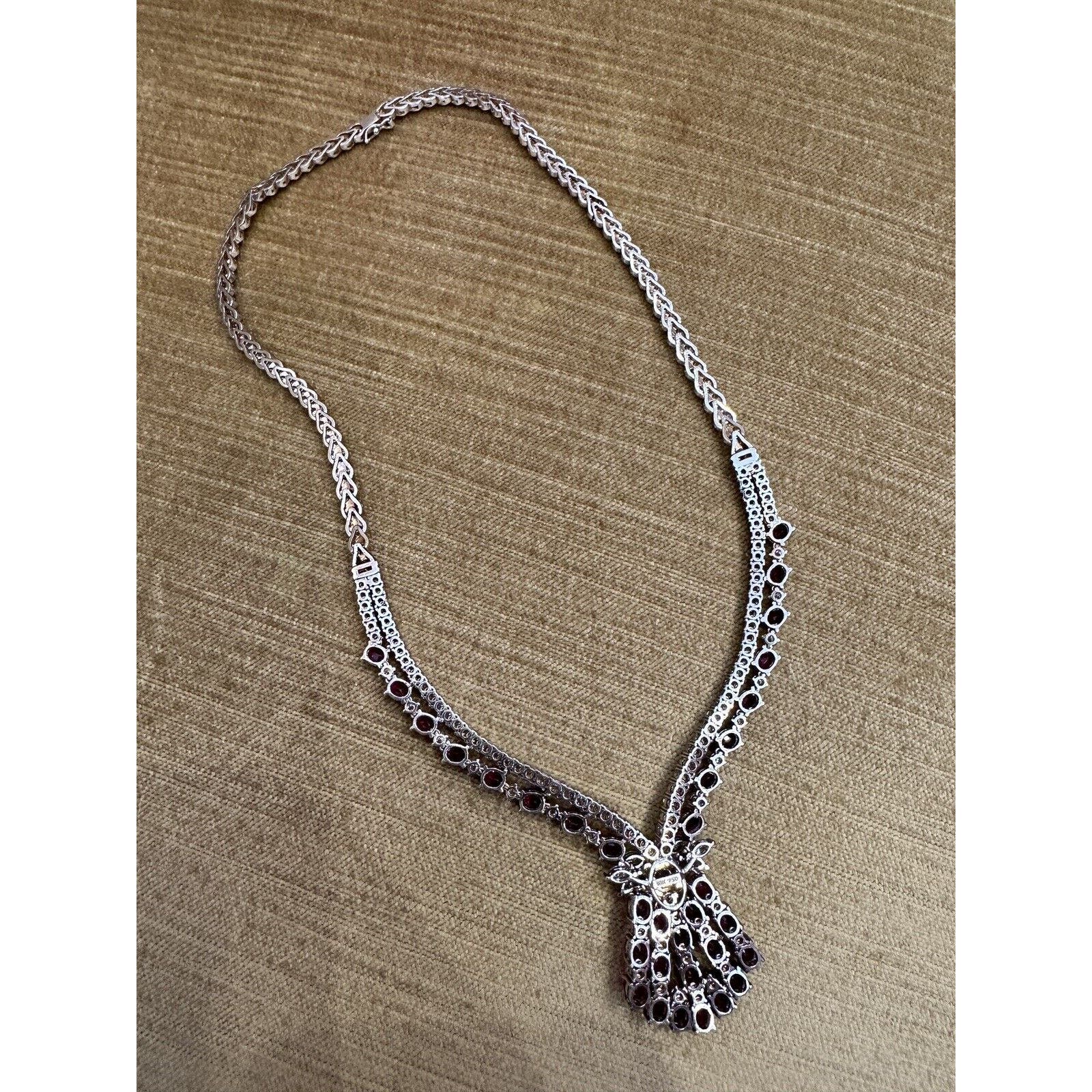 Vintage Ruby and Diamond Necklace in 18k White Gold - HM2491N