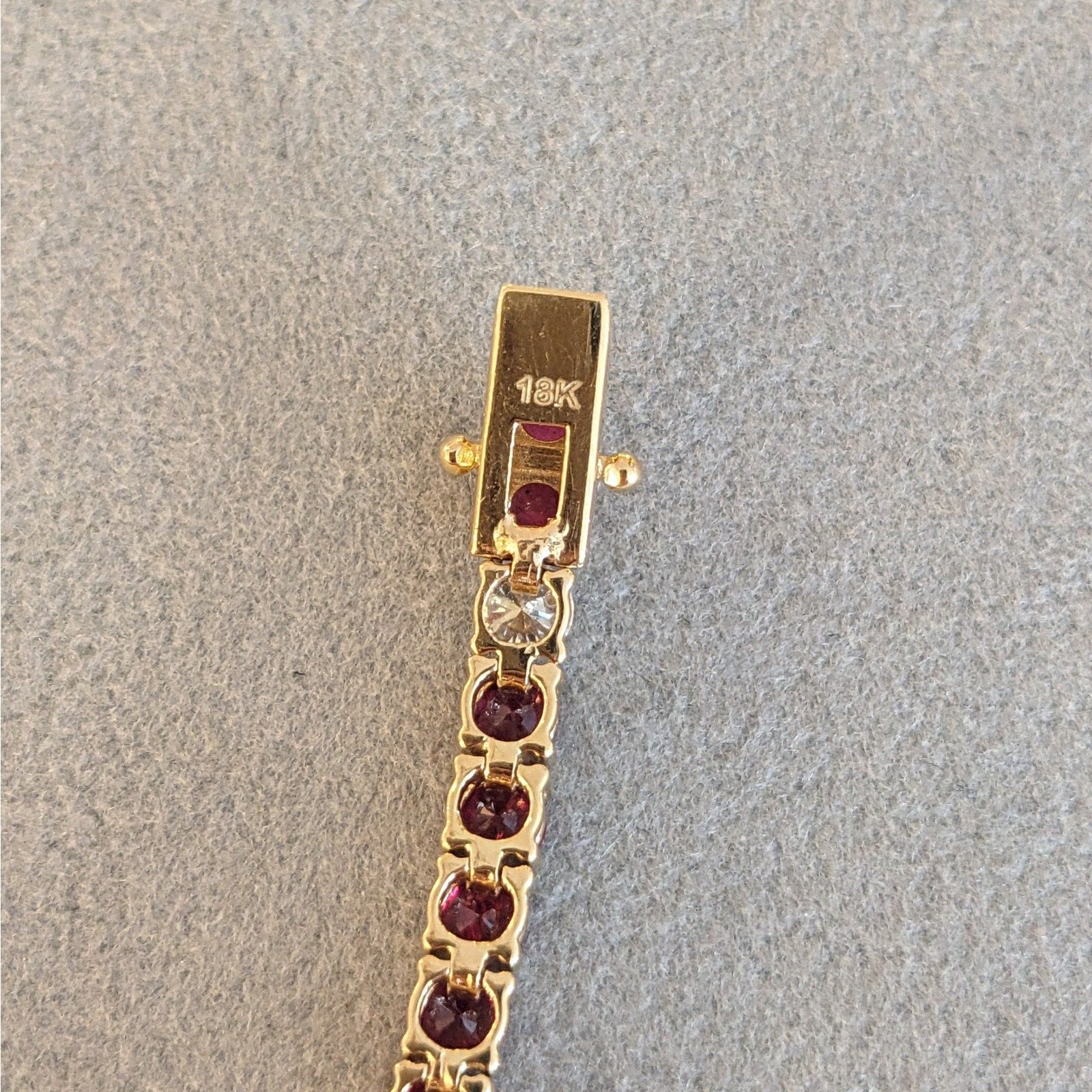 Unheated Natural Ruby & Diamond Tennis Line Bracelet in 18k Yellow Gold