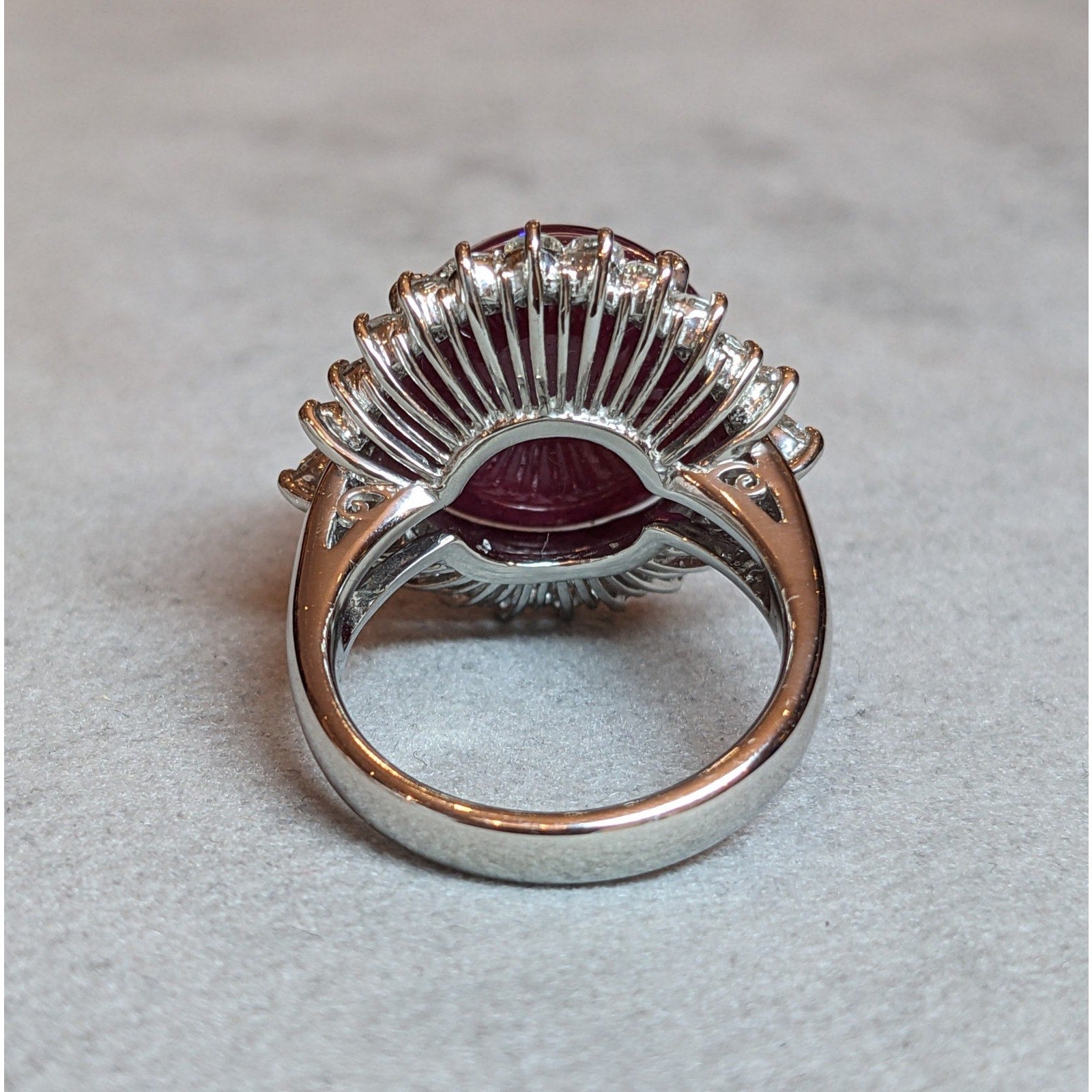 19.91 ct Burma Untreated Star Ruby and Diamond Ring in Platinum