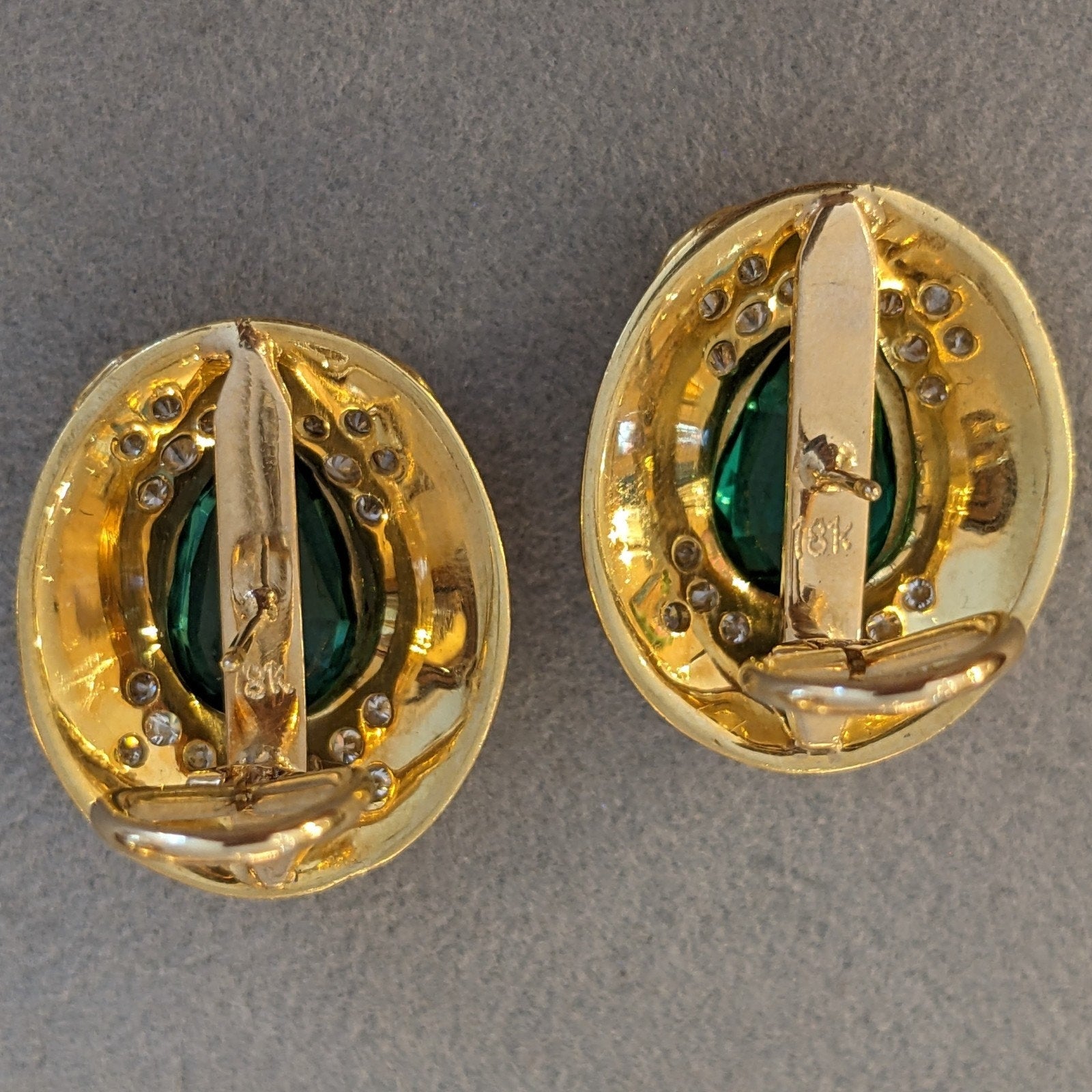 Green Tourmaline and Diamond Earrings in 18k & 14k Yellow Gold