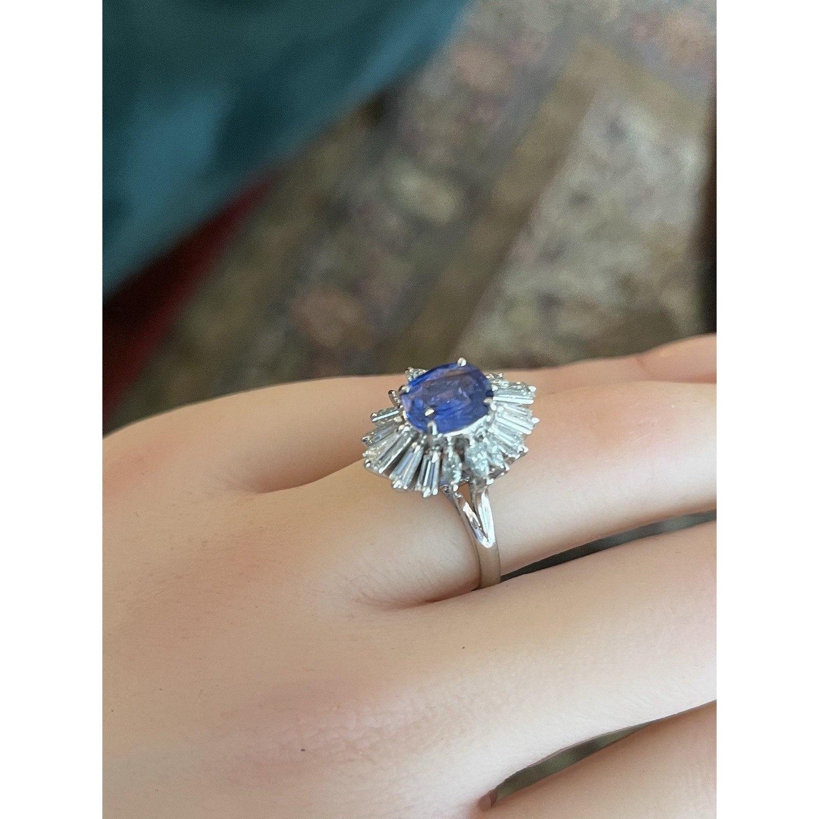 Oval Sapphire 2.12 ct and Diamond Ring in Platinum
