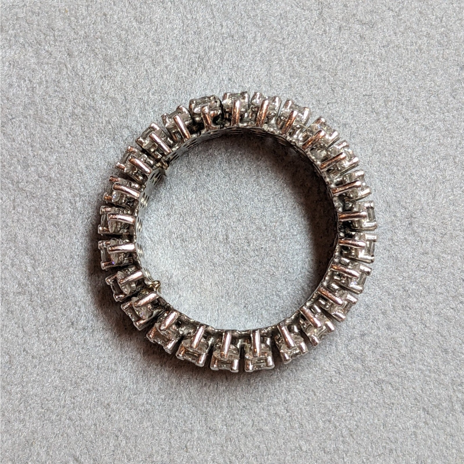 Three Row Domed Diamond Eternity Band Ring Size 6.75 in Platinum