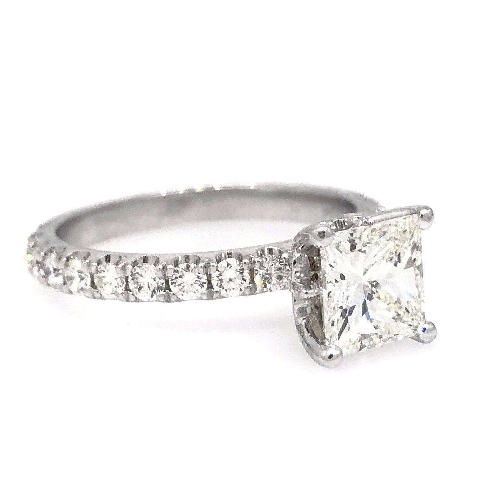 GIA 1.20 ct Princess Cut Diamond J-SI1 in 18k White Gold Diamond Ring