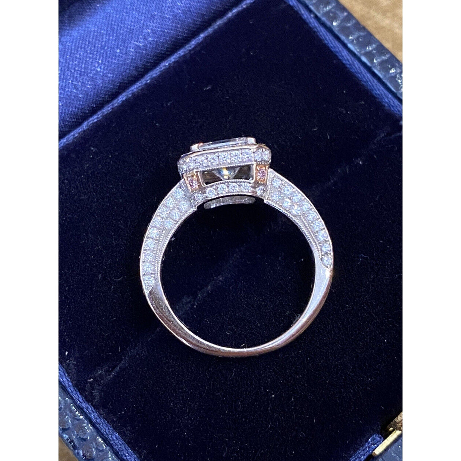 GIA 1.00 ct Princess cut Halo Diamond Ring in 18k White Gold - HM1921B