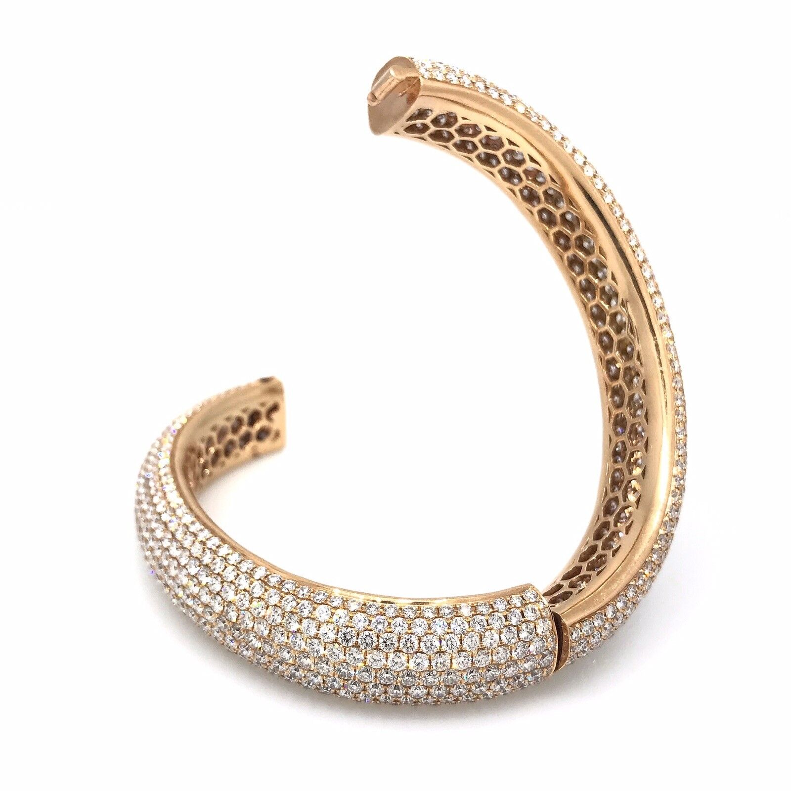 24.25 carat Diamond Pave Bangle Bracelet in 18k Rose Gold