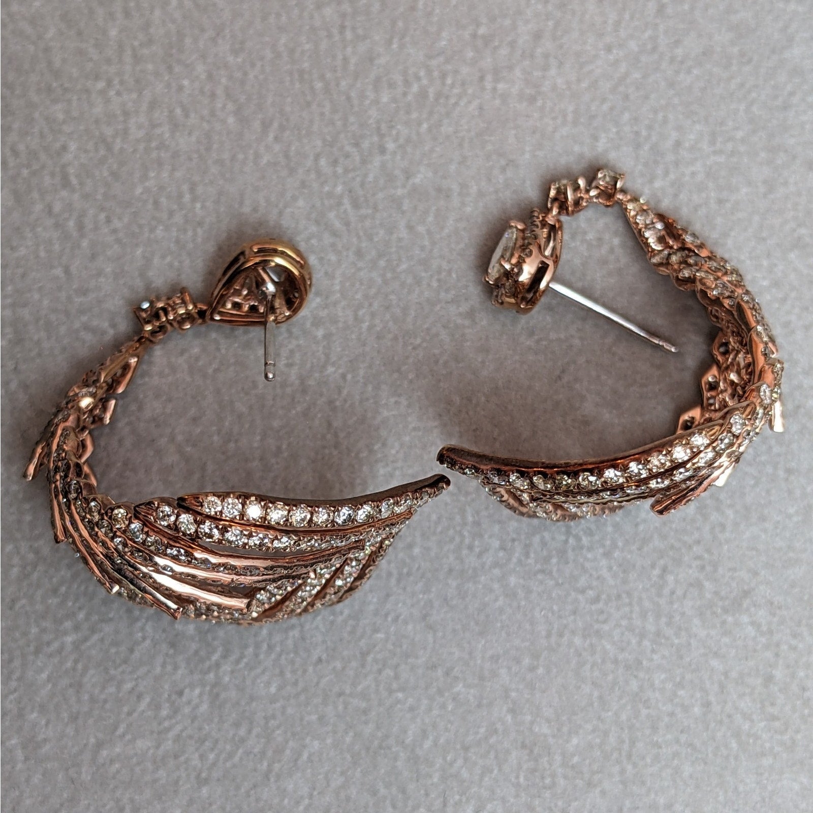 Natural Diamond Tier Drop Earrings 5.85 cttw in 18k Rose Gold