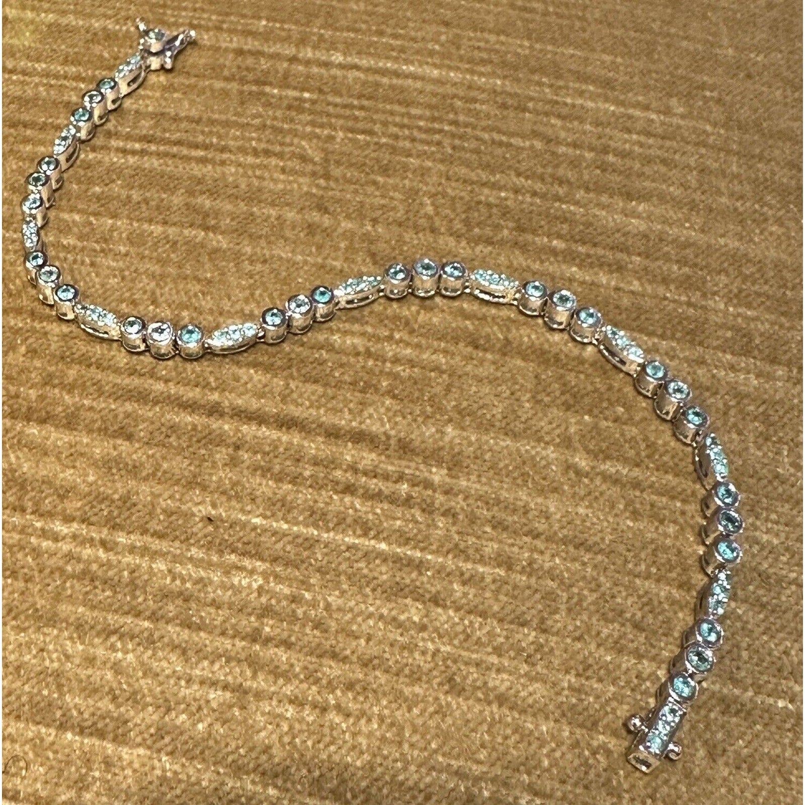 Natural Paraiba Tourmaline Tennis Bracelet in 18k White Gold - HM2666SN