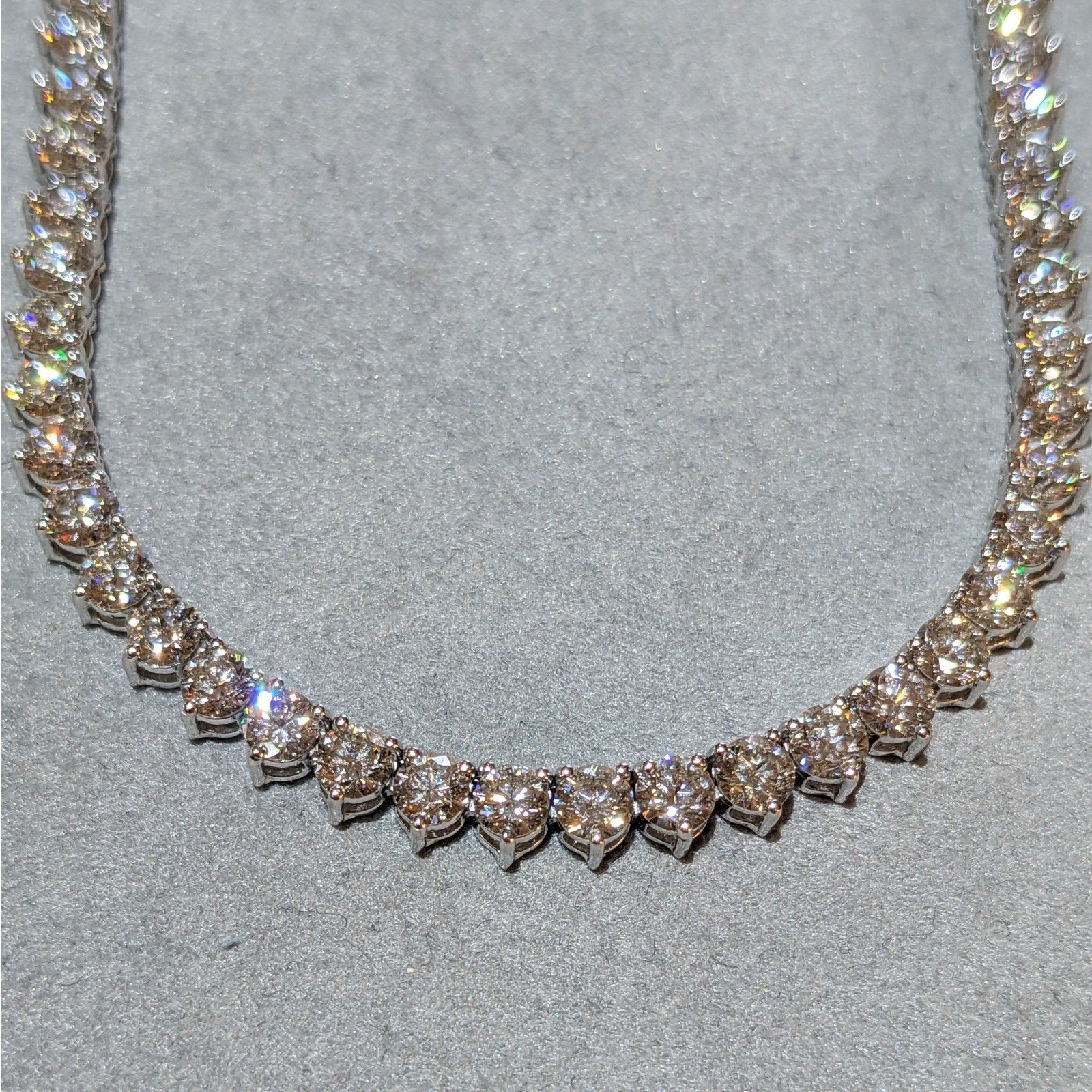 14.31 cts Diamond Tennis Necklace in 18k White Gold 16.75" long