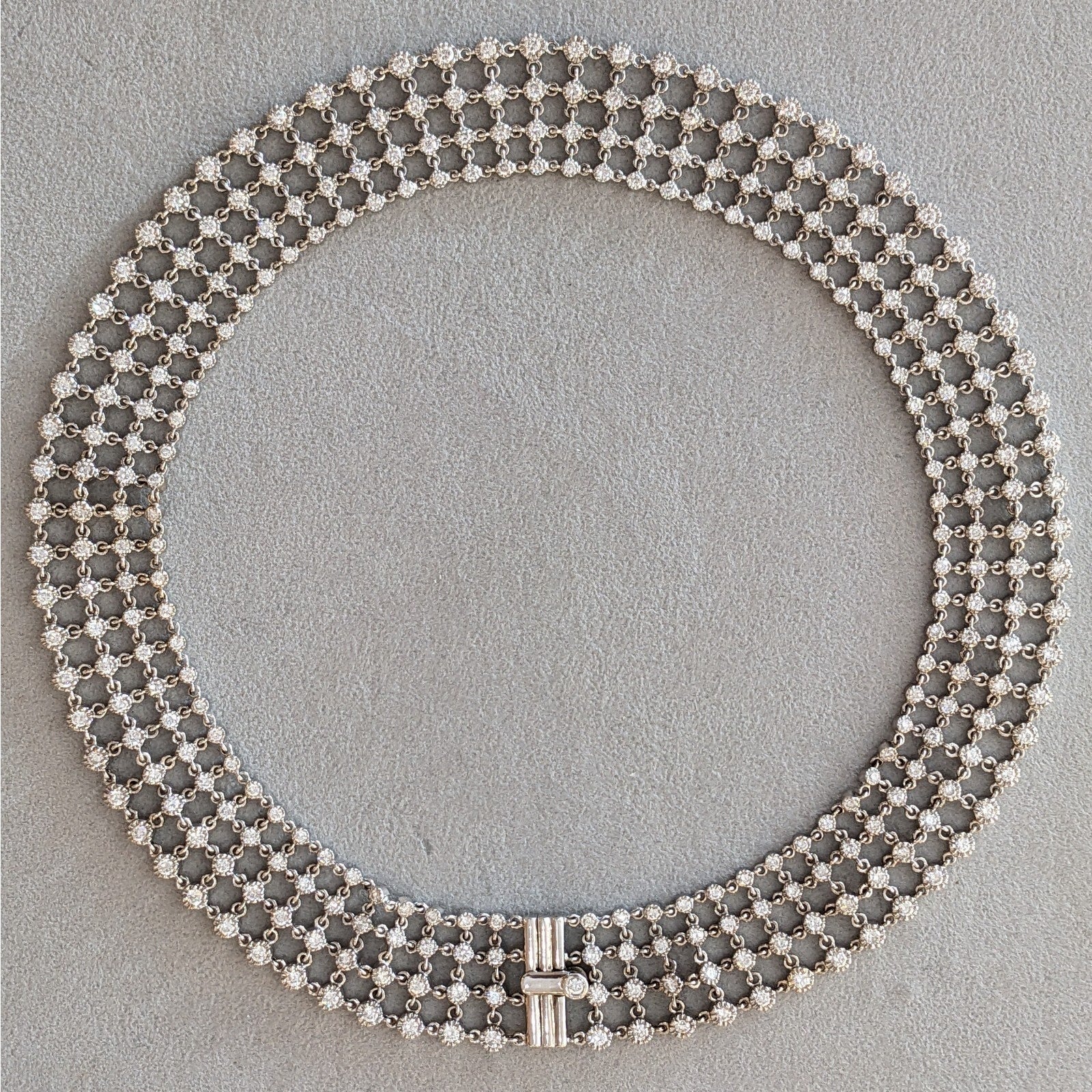 Wide Openwork Collar Diamond Necklace in 18k White Gold