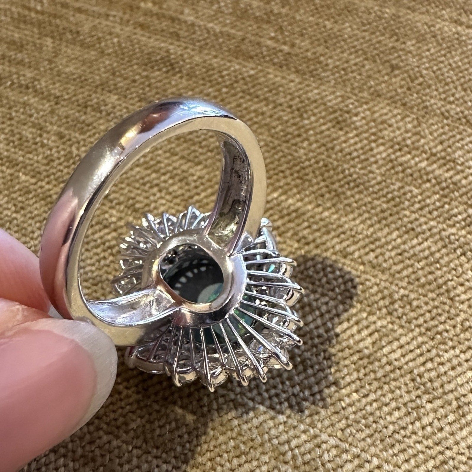 Natural Black Opal 2.53 ct and Diamond Cocktail Ring in Platinum