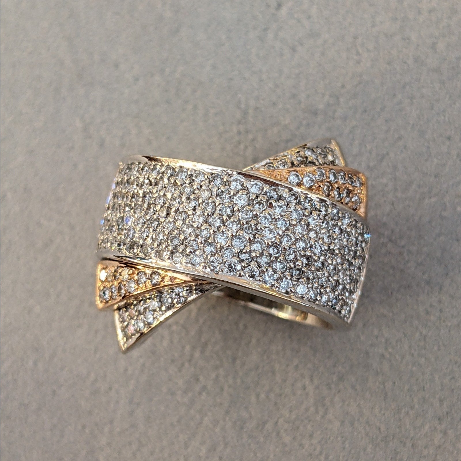 Sonia B Criss-Cross Diamond Wide Band Ring in 14k White & Rose Gold